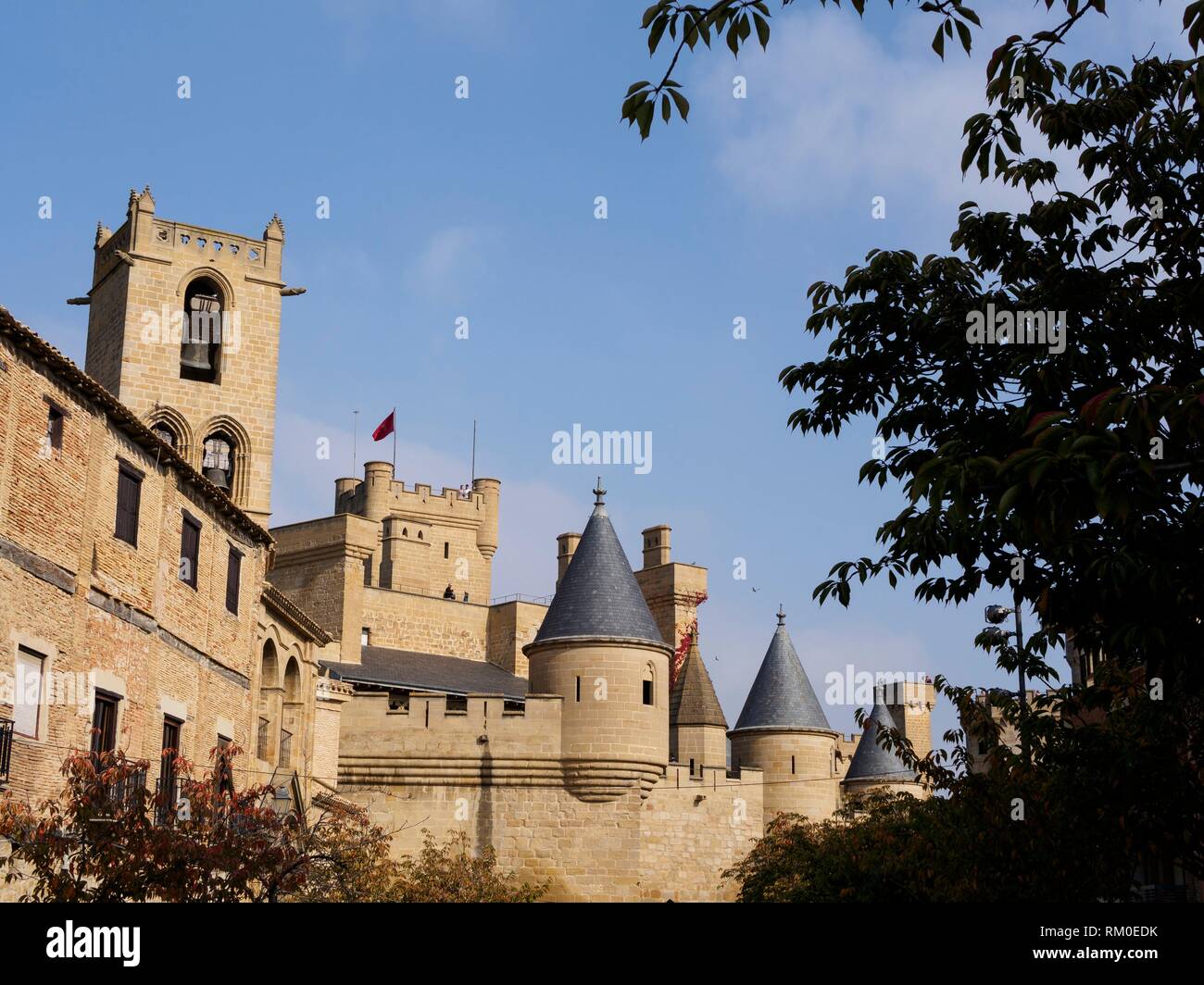 Castillo, Olite, Navarra, España Foto de stock