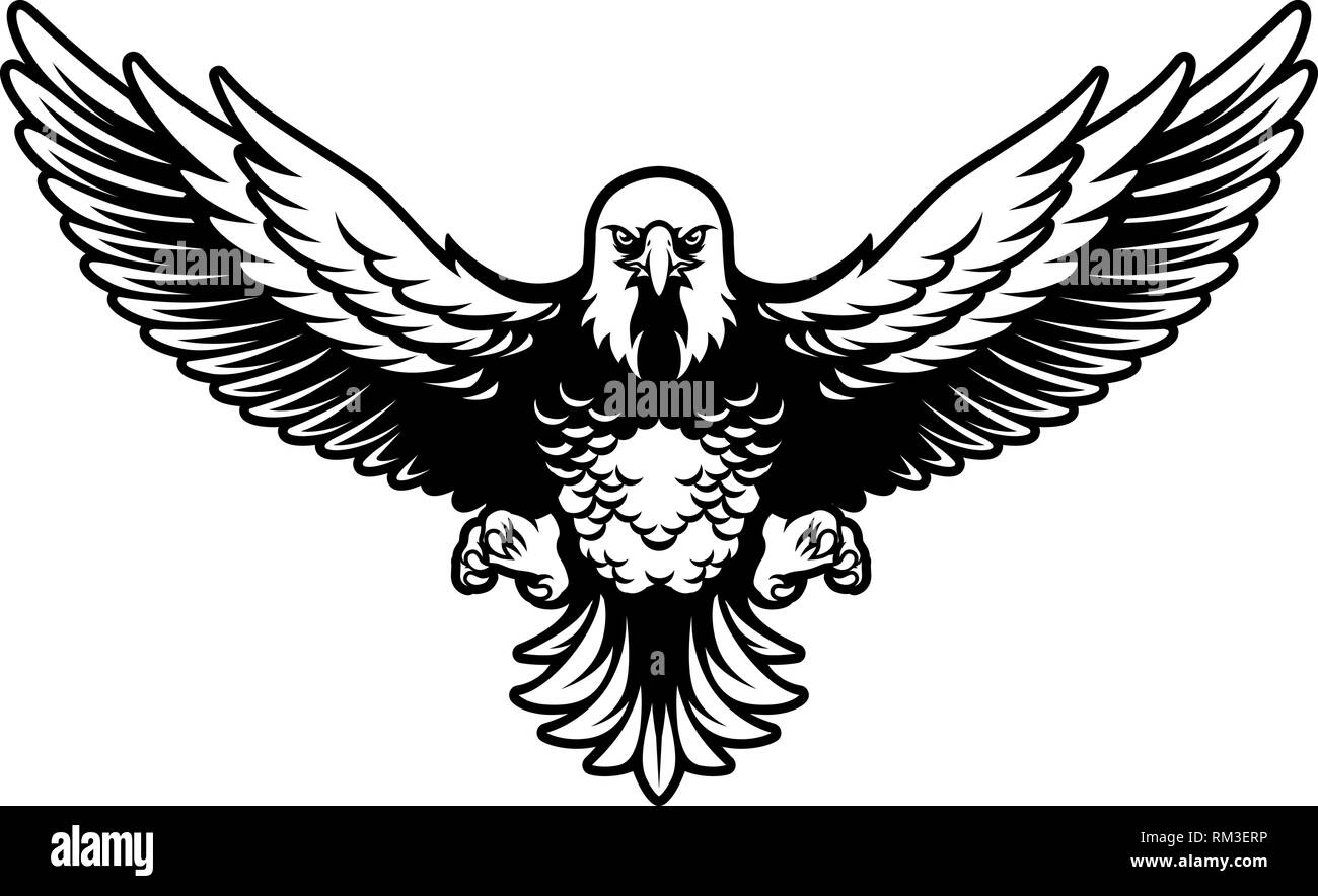 El águila calva americana con las alas abiertas y las garras en el estilo  de dibujos animados Imagen Vector de stock - Alamy