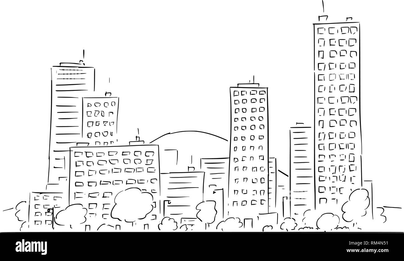 Paisaje urbano de dibujos animados Imágenes de stock en blanco y negro -  Alamy