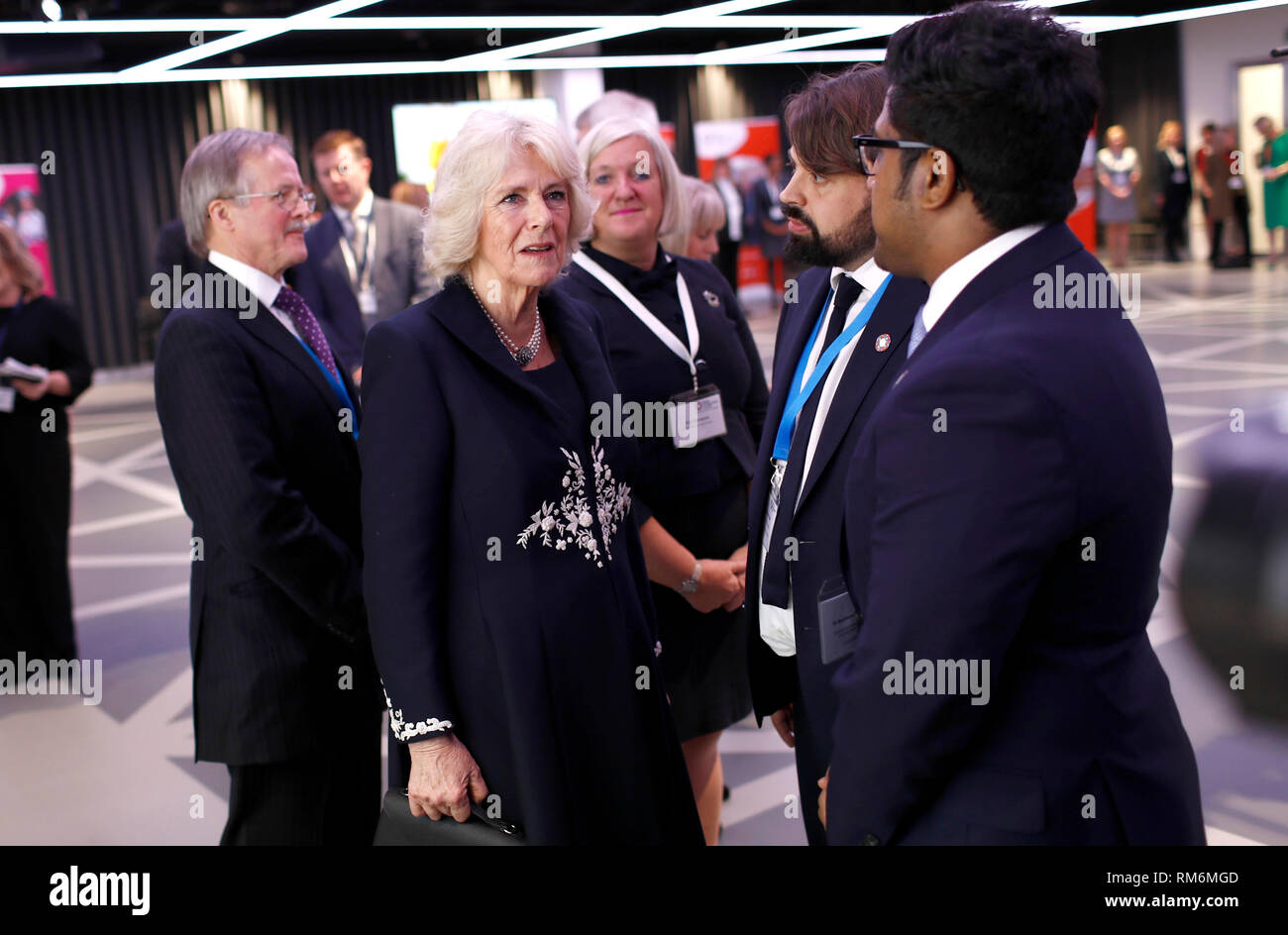 La duquesa de Cornualles asiste al lanzamiento oficial de la Real Sociedad de osteoporosis en el Science Museum de Londres. Foto de stock