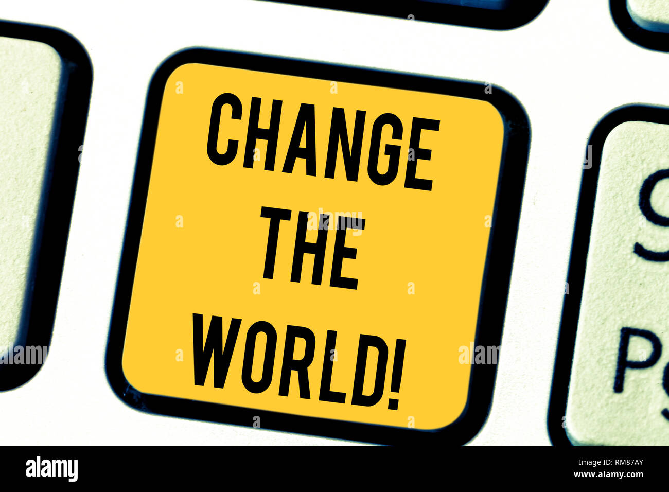 Signo de texto que muestran el cambio del mundo. Fotografía conceptual