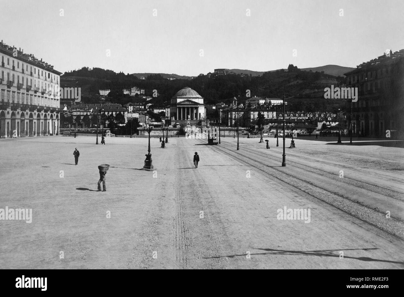 Plaza de Vittorio Emanuele, Turín, Piamonte, Italia 1910 Foto de stock