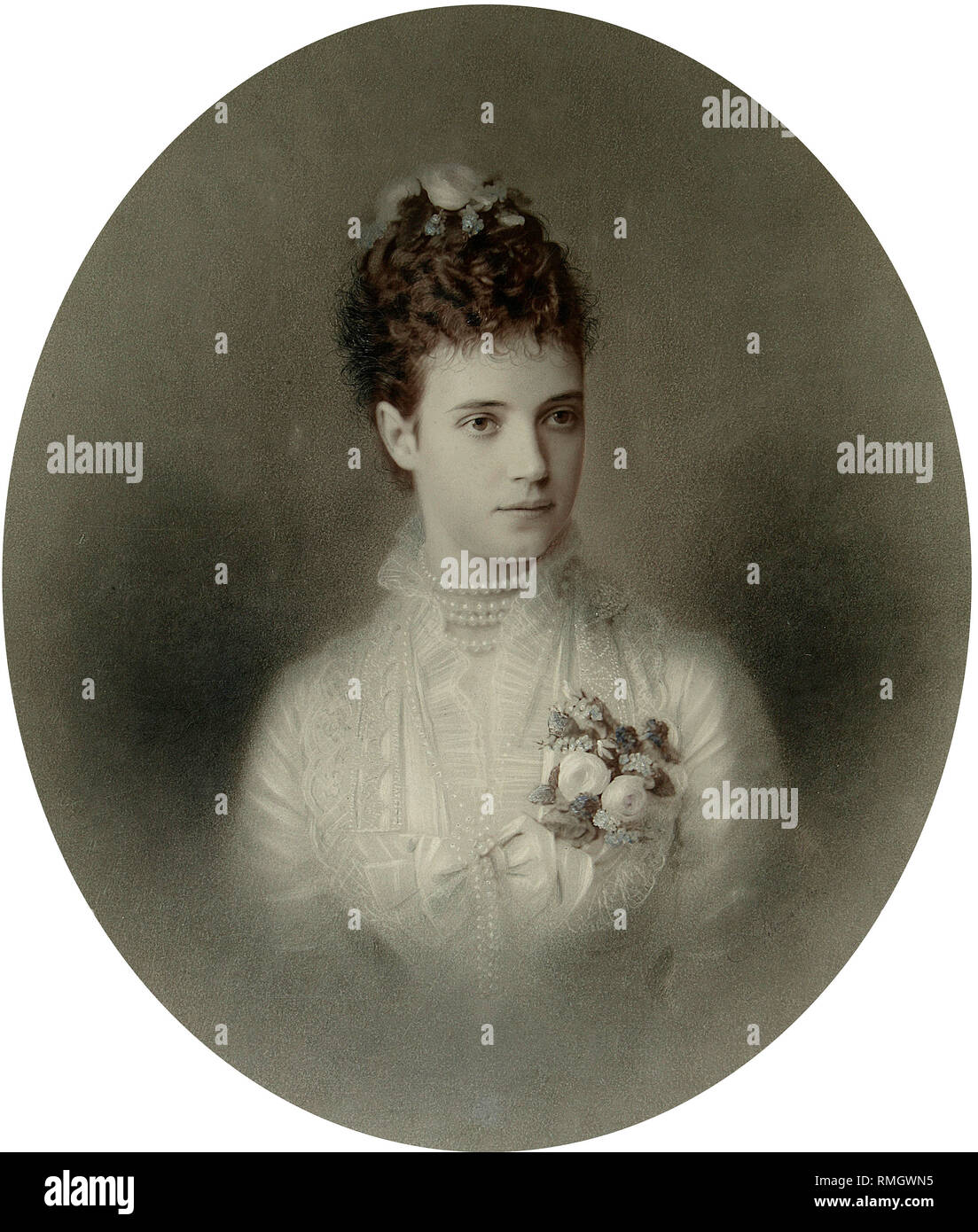 Retrato de la Emperatriz María Fyodorovna (Dagmar de Dinamarca) (1847-1928). La albúmina foto Foto de stock