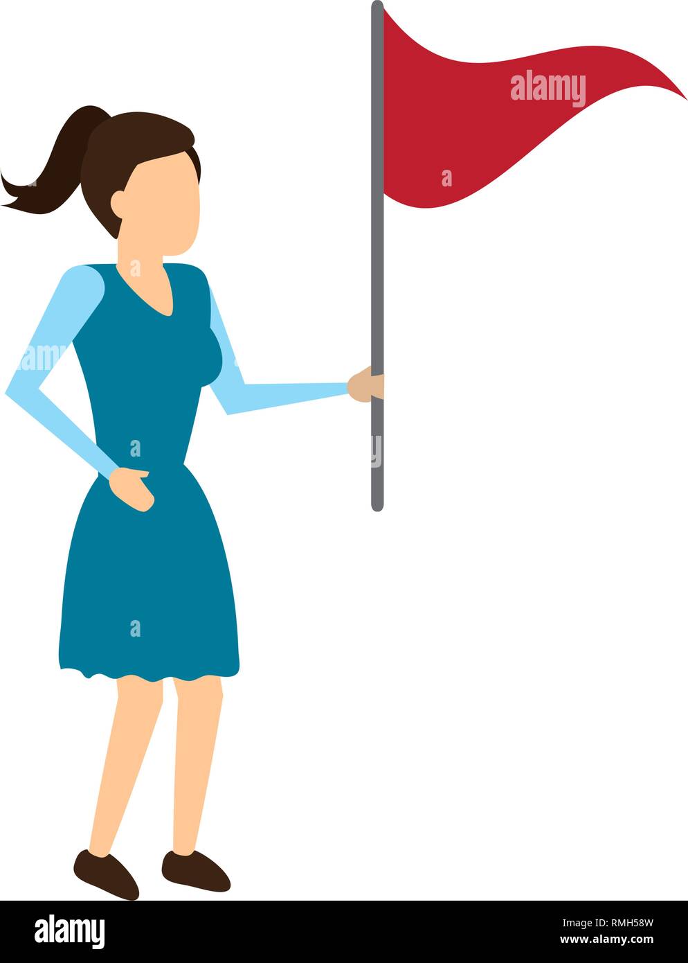 Mujer de negocios con bandera roja Ilustración del Vector