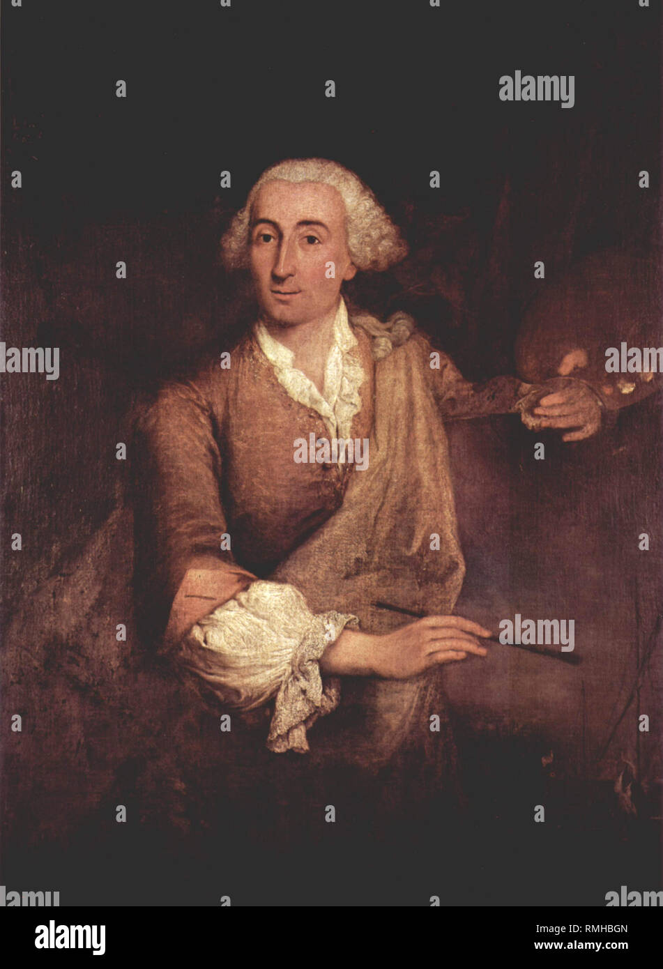 Lazzaro Francesco Guardi (1712 - 1793), pintor italiano artista. Francesco Guardi retratado por Pietro Longhi Foto de stock