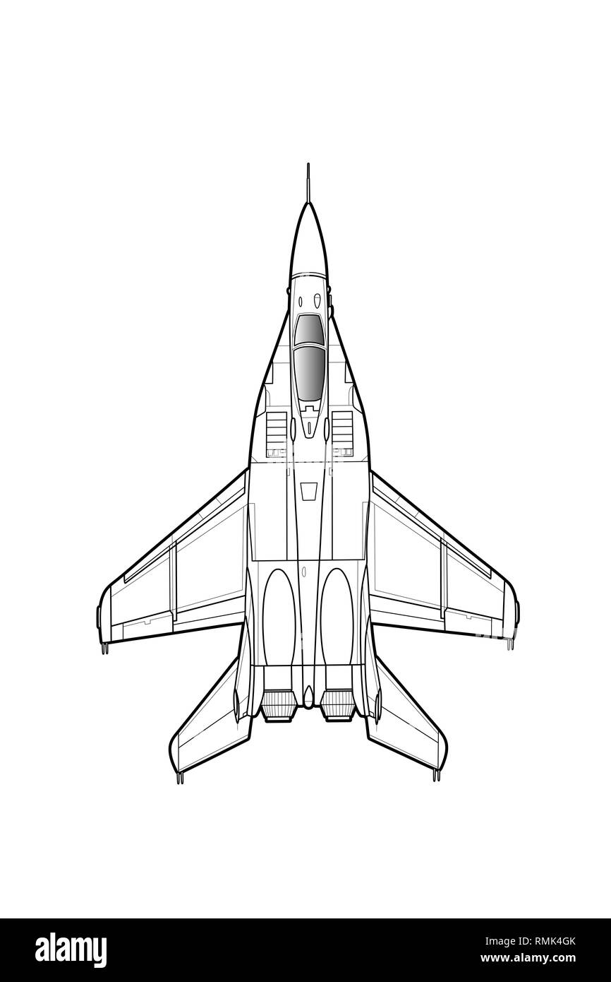 Jet ruso moderno avión de combate. Dibujar vectores Imagen Vector de stock  - Alamy