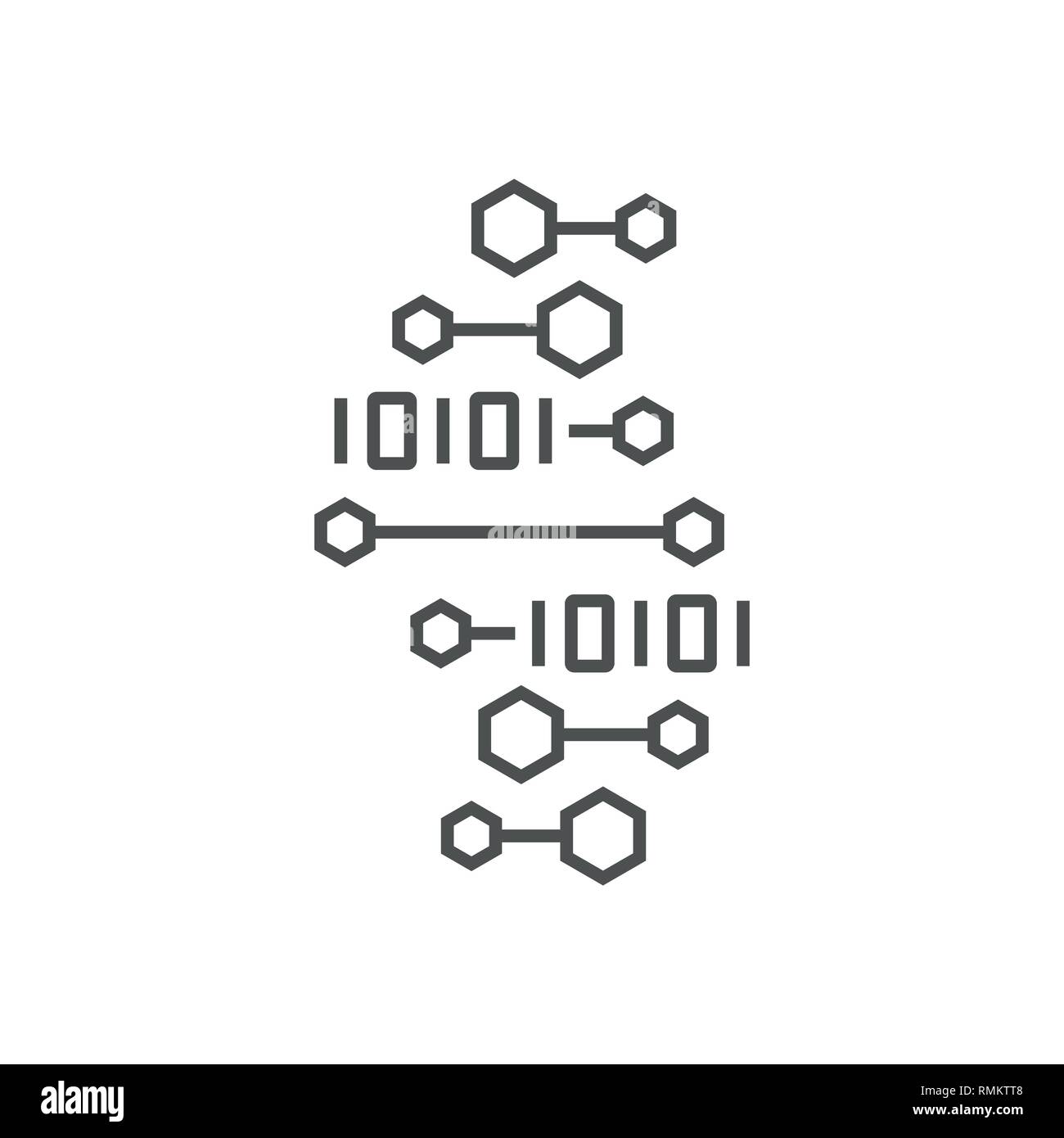 Concepto de ADN poligonal Digital. Ilustración estilo de estructura. AI, IoT. Trazo editable. 10 EPS Ilustración del Vector