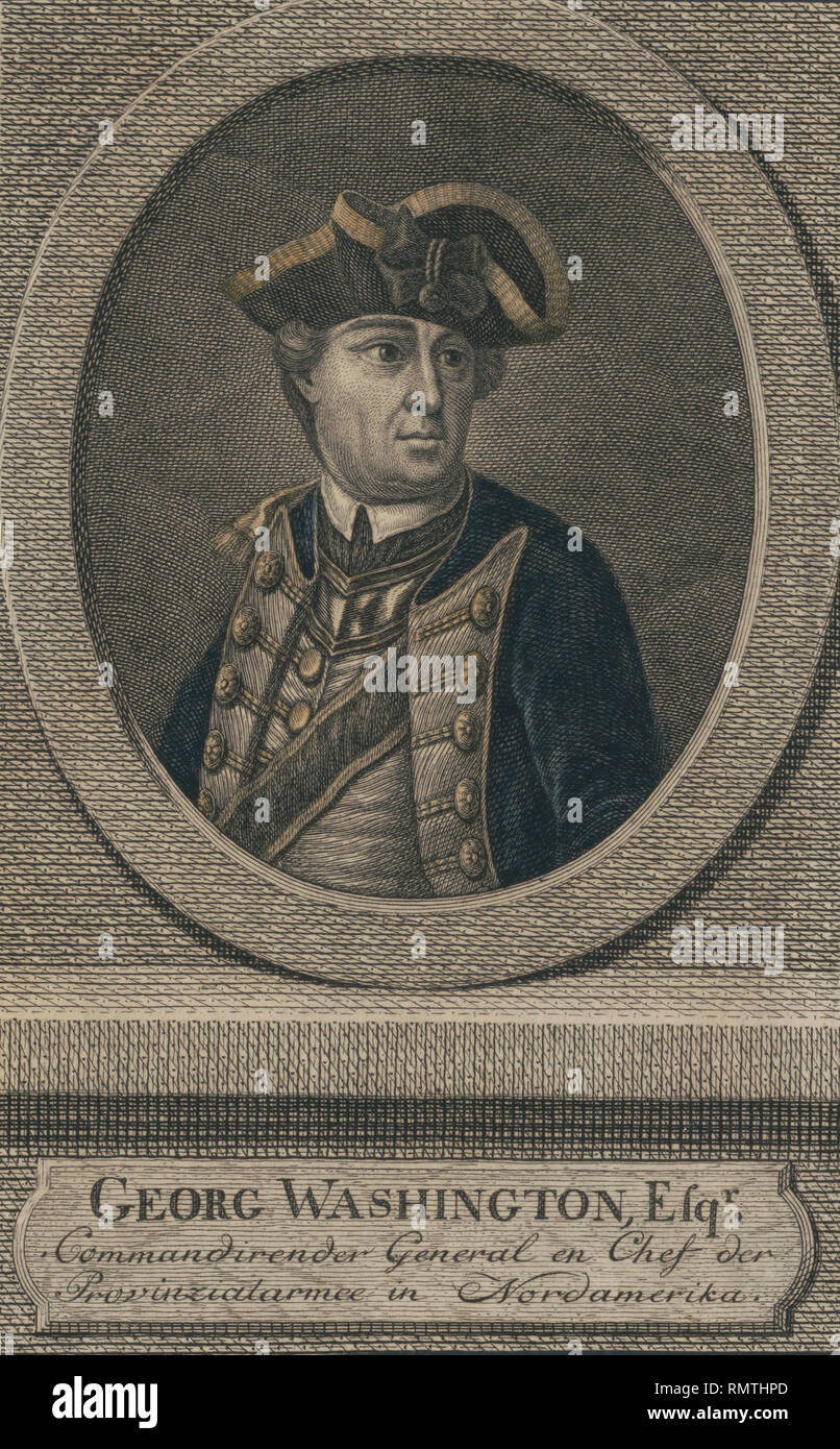 George Washington, Esqr., Comandante General en Jefe, grabado Foto de stock