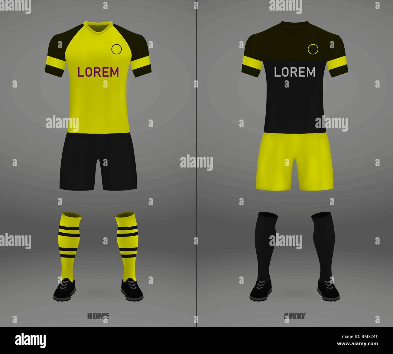 Kit de fútbol Borussia Dortmund 2018-19, camisa plantilla para un jersey de  fútbol. Ilustración vectorial Imagen Vector de stock - Alamy