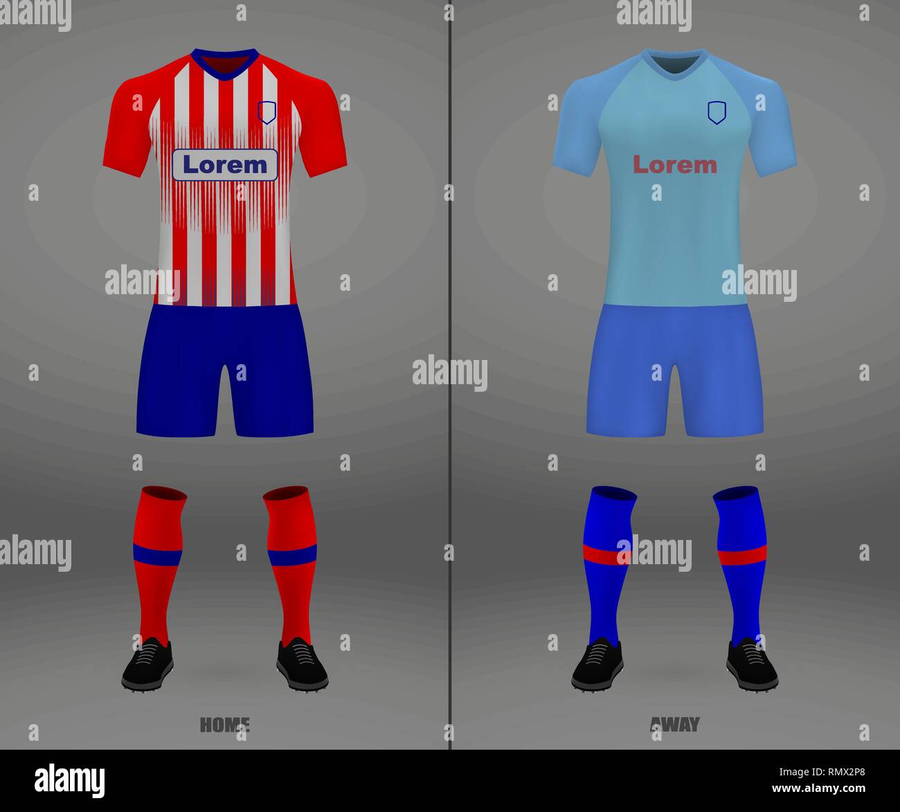 Atletico Madrid 2018-19 Kit de fútbol, camiseta de fútbol jersey de  plantilla. Ilustración vectorial Imagen Vector de stock - Alamy