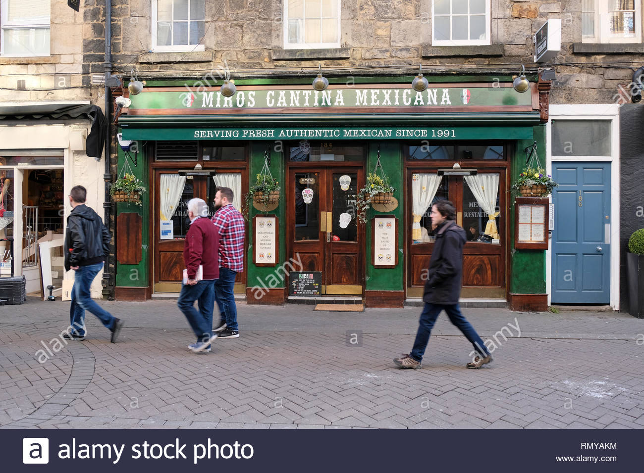 Miros Cantina Mexicana restaurante, Rose Street, Edimburgo, Escocia Foto de stock
