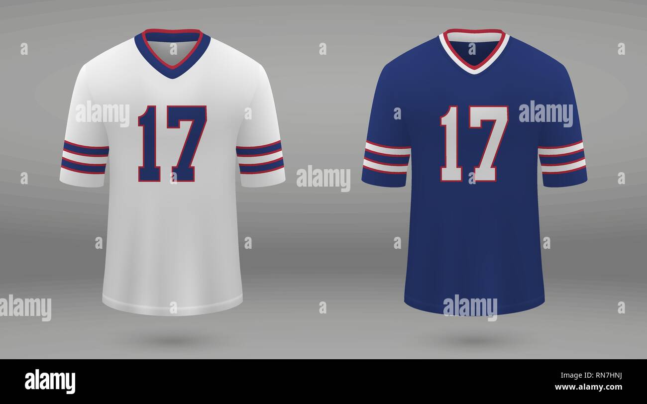 Camiseta de fútbol americano realista Buffalo Bills, camisa plantilla para  el juego. Ilustración vectorial Imagen Vector de stock - Alamy