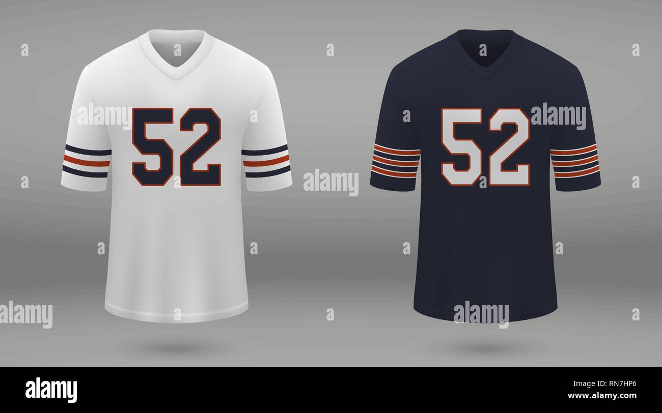 Realista jersey de fútbol americano de los Chicago Bears, camisa plantilla  para el juego. Ilustración vectorial Imagen Vector de stock - Alamy