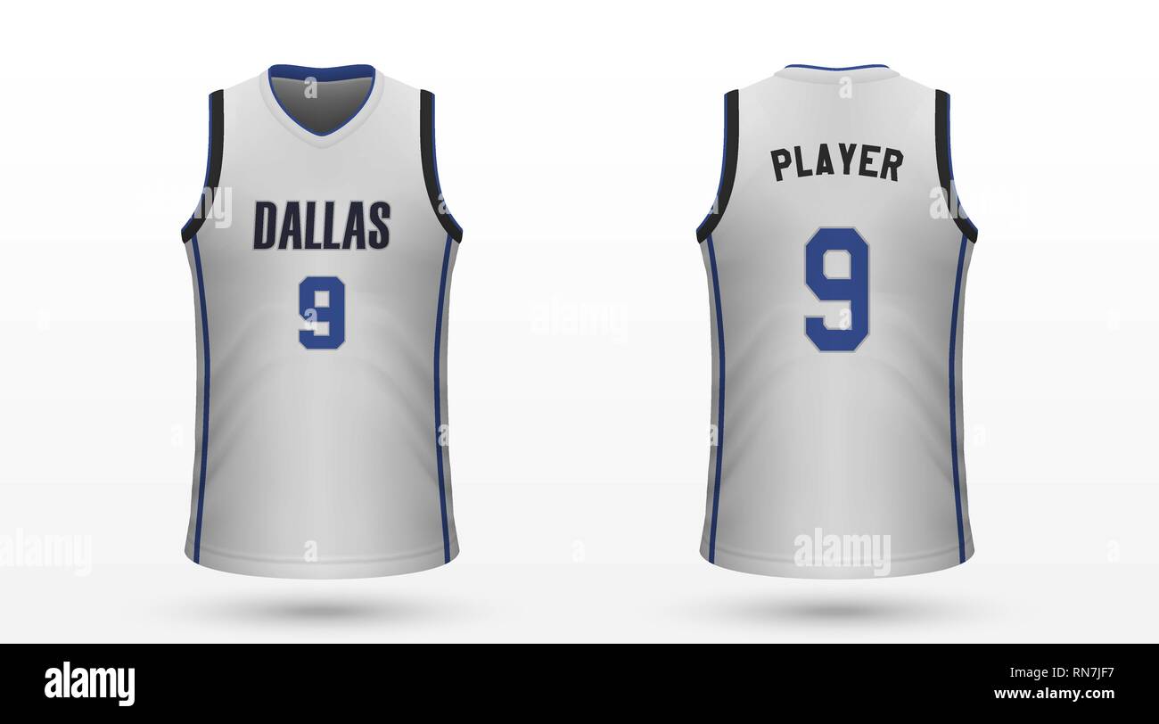 Camiseta deportiva realista Dallas Mavericks, Jersey plantilla para kit de  baloncesto. Ilustración vectorial Imagen Vector de stock - Alamy