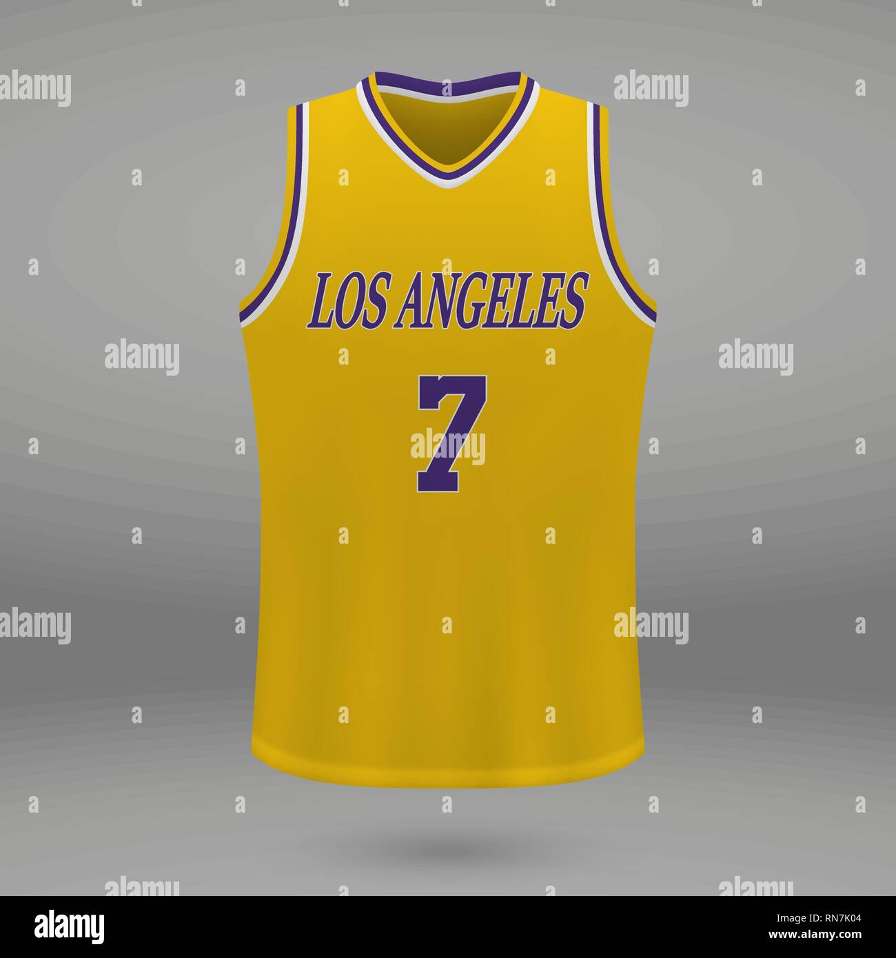 Camiseta deportiva realista de Los Angeles Lakers, Jersey plantilla para  kit de baloncesto. Ilustración vectorial Imagen Vector de stock - Alamy