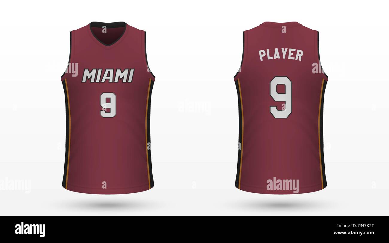 Camiseta deportiva realista Miami Heat, Jersey plantilla para kit de  baloncesto. Ilustración vectorial Imagen Vector de stock - Alamy