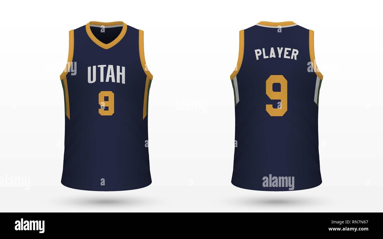 Camiseta deportiva realista Utah Jazz, Jersey plantilla para kit de  baloncesto. Ilustración vectorial Imagen Vector de stock - Alamy