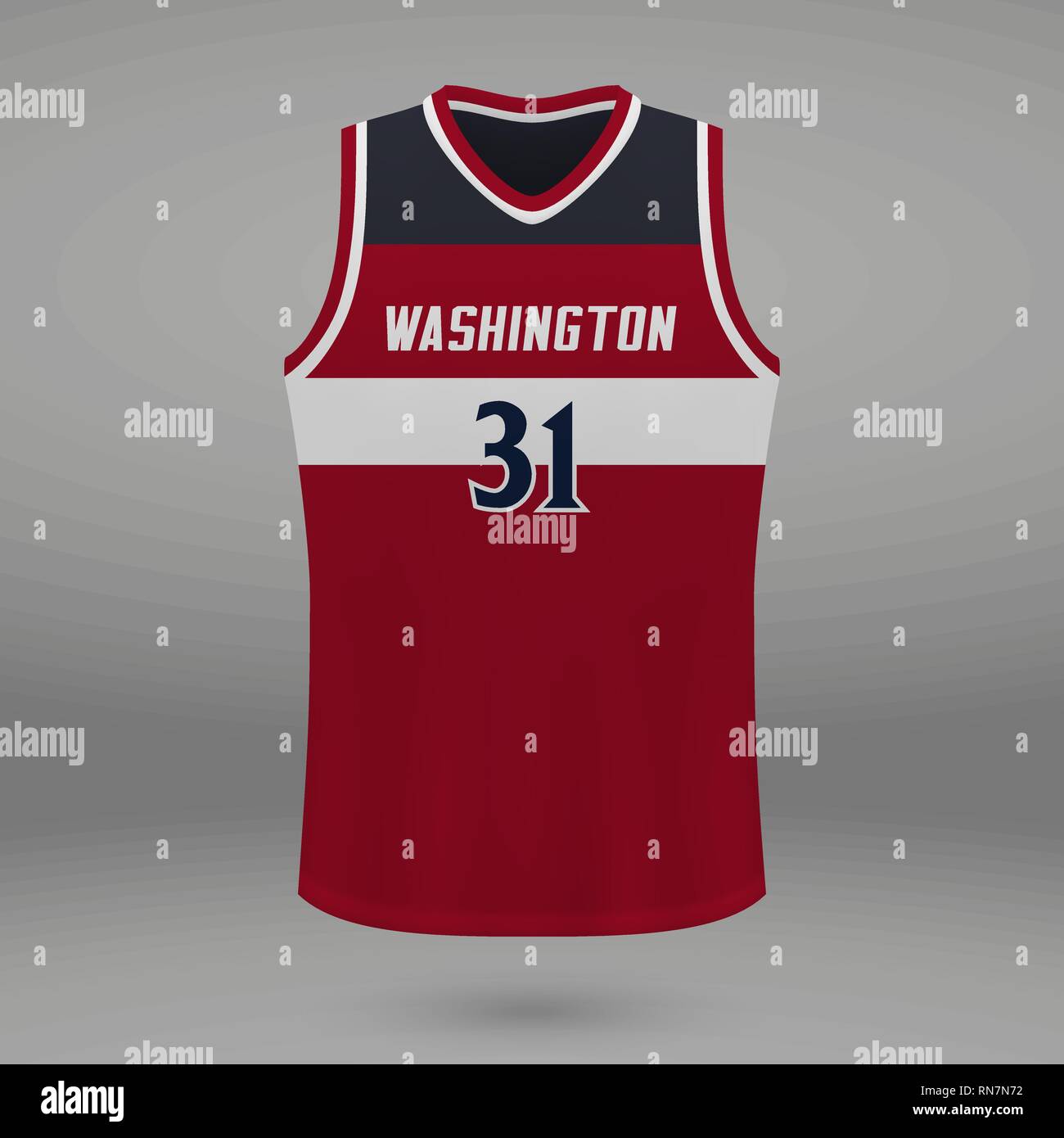 Camiseta deportiva realista Washington Wizards, Jersey plantilla para kit  de baloncesto. Ilustración vectorial Imagen Vector de stock - Alamy
