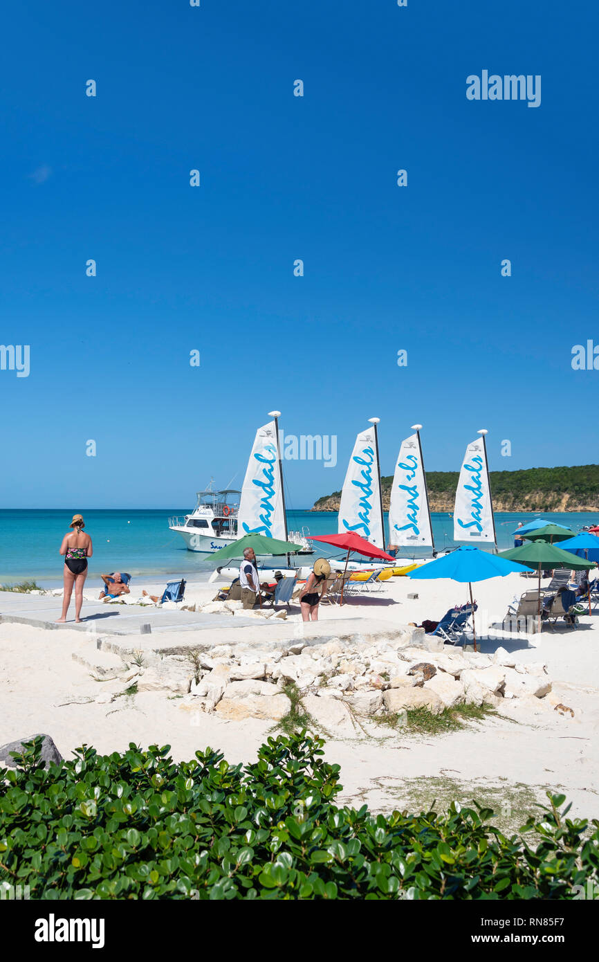 La Bahía Dickenson (Sandals Grande Antigua Resort), Antigua, Antigua y Barbuda, Antillas, Caribe Foto de stock