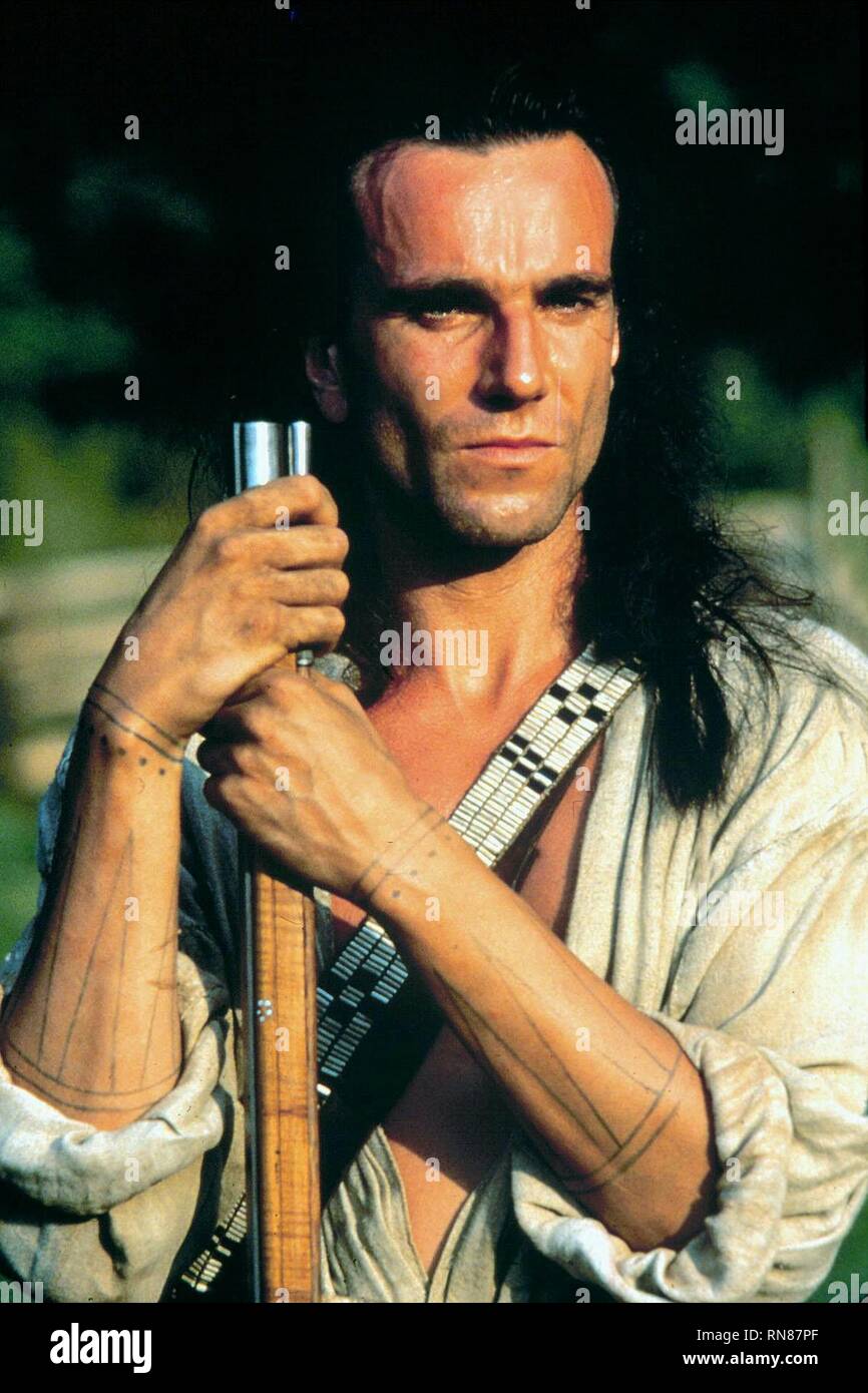 DANIEL DAY-Lewis, el último de los mohicanos, 1992 Foto de stock