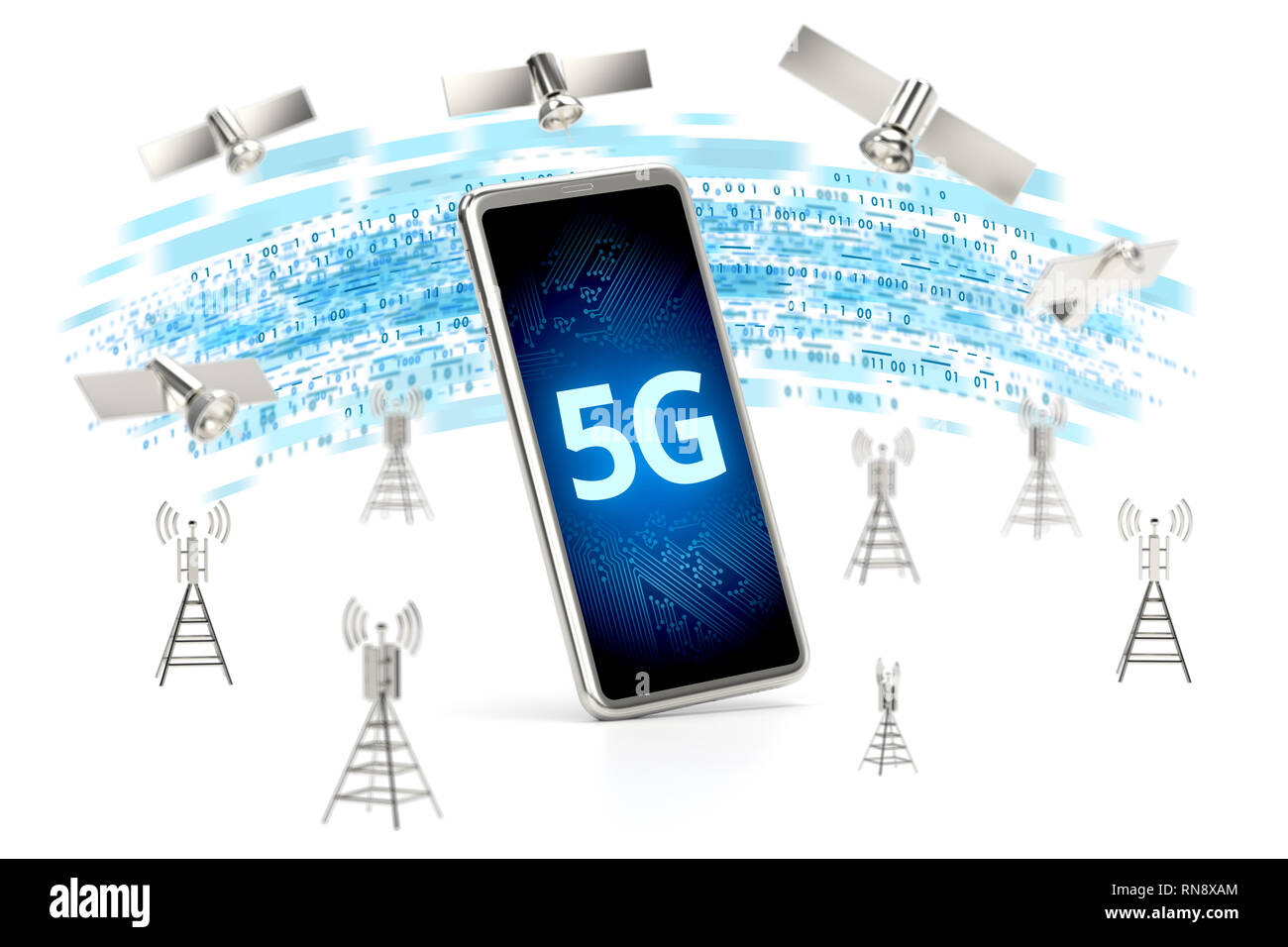 Concepto de transferencia de datos de alta velocidad. Rodeado del