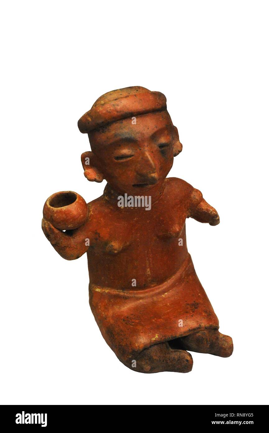 Figura antropomorfa. Nayarit (200 a. C. -500 d. C). Occidente de México. Cerámica. Museo de América. Madrid. España. Foto de stock