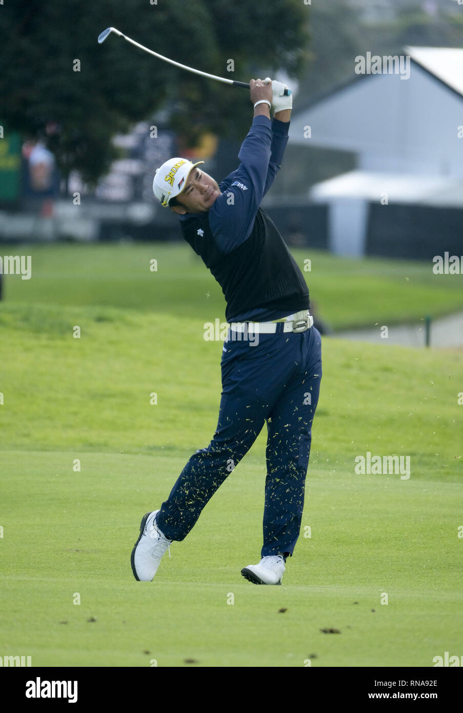 Los Angeles, California, EEUU. 17 Feb, 2019. Hideki Matsuyama compite en la ronda final del PGA Tour Génesis Open Golf Tournament en Riviera Country Club el 17 de febrero de 2019 en Pacific Palisades, California. Crédito: Ringo Chiu/Zuma alambre/Alamy Live News Foto de stock
