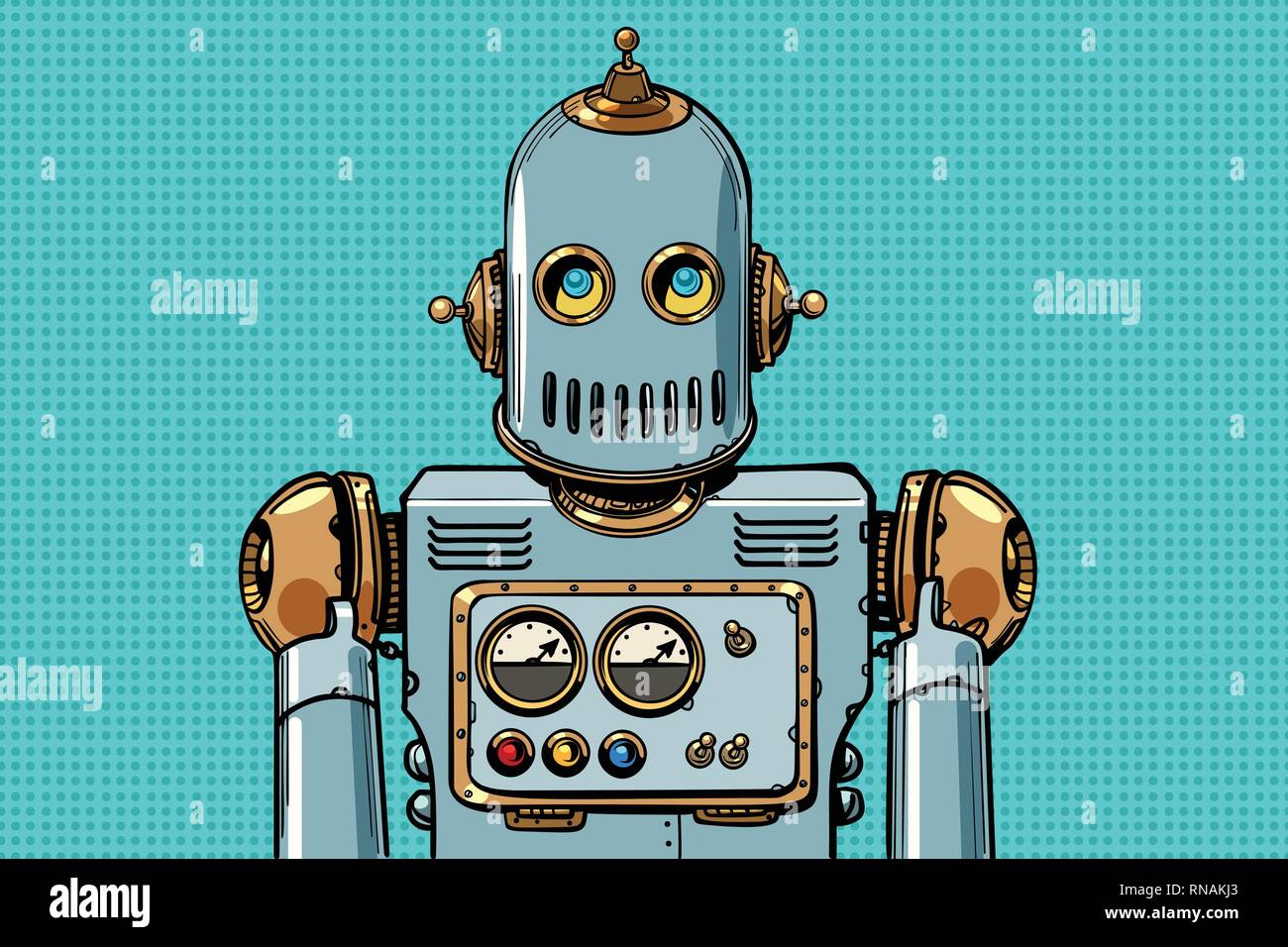 Retrato robot retro. Pop art ilustración vector vintage kitsch Imagen  Vector de stock - Alamy