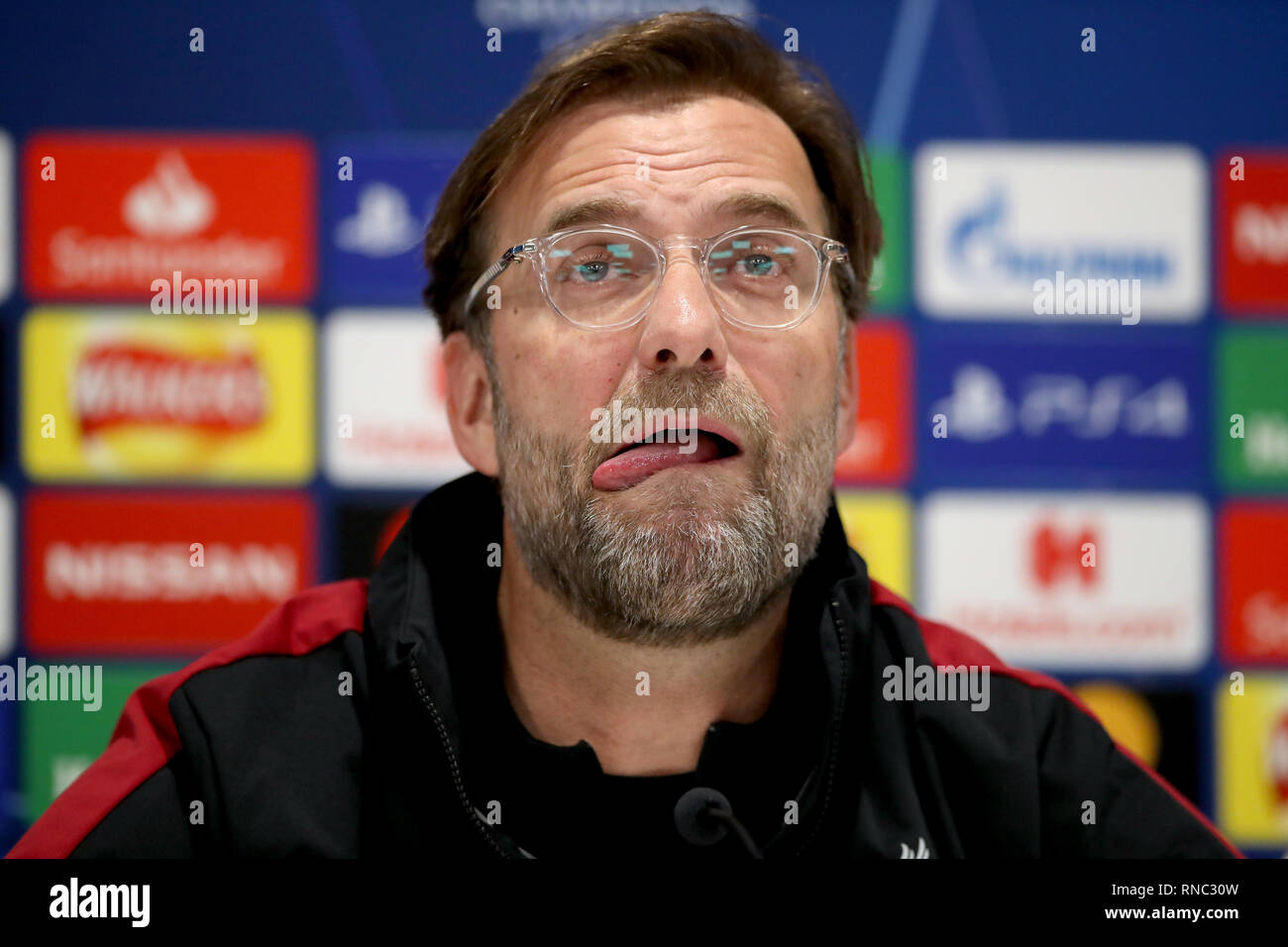 Manager del Liverpool Jurgen Klopp durante la conferencia de prensa en Anfield, Liverpool. Foto de stock