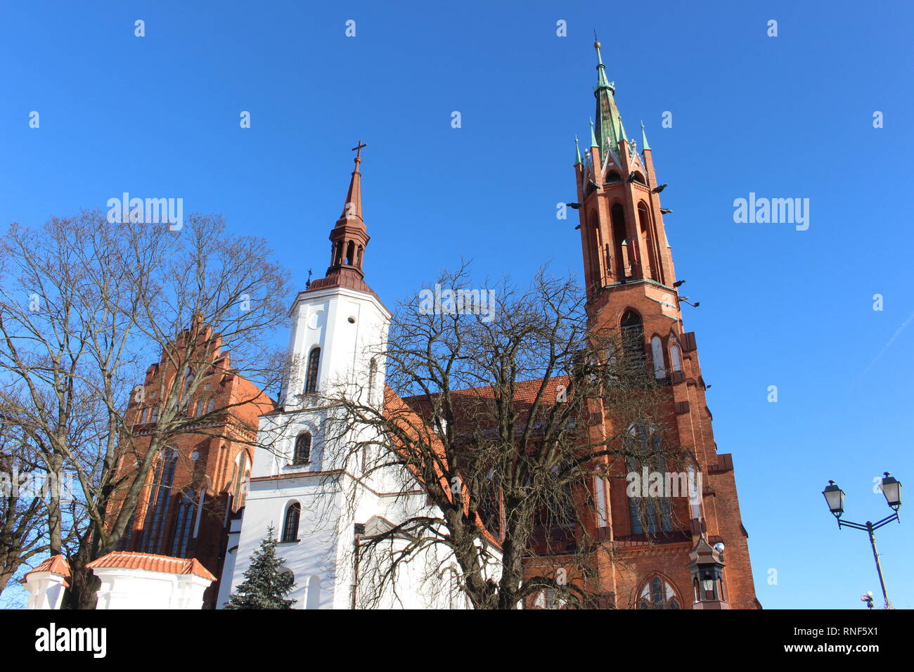 Basílica Catedral de la Asunción de la santísima Virgen María, Bialystok, vista desde el centro de la ciudad Foto de stock