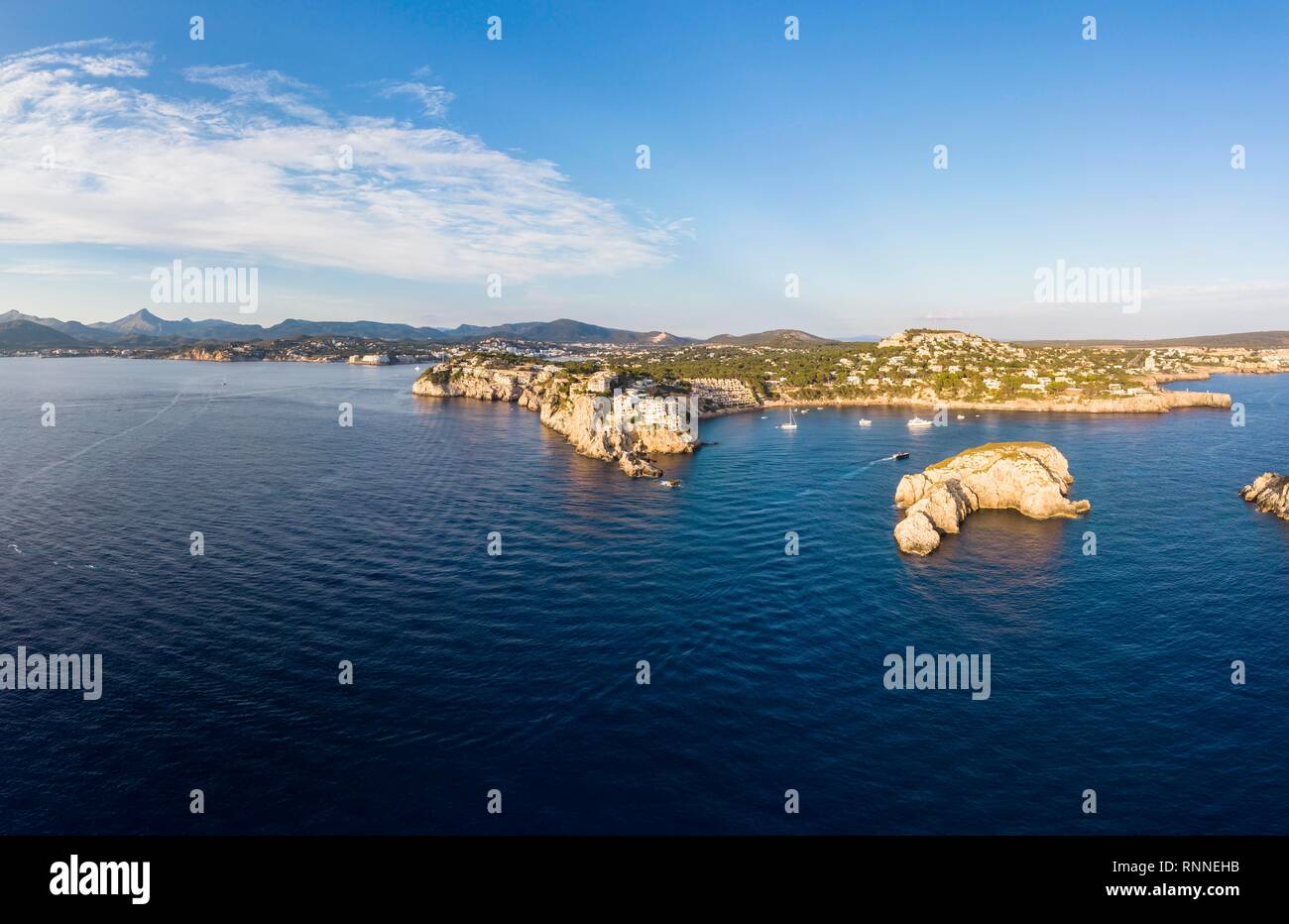 Vista aérea, Islas Malgrat, Islas Malgrats, Bahía de Santa Ponca, Región de Calvia, Mallorca, Islas Baleares, España Foto de stock