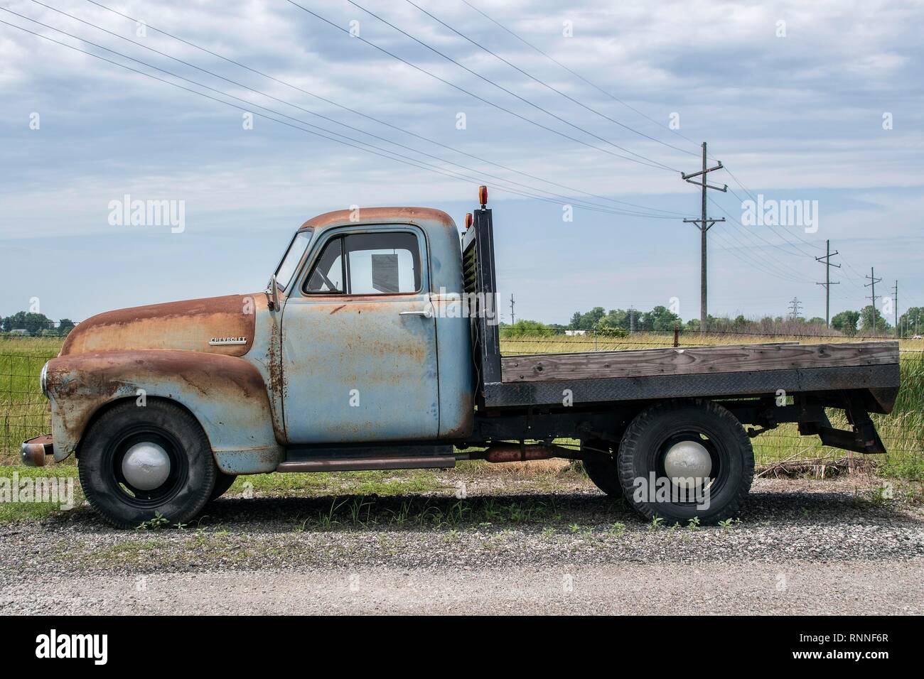 Chevrolet pick-up classic car, Ruta 66, Staunton, Illinois, EE.UU. Foto de stock