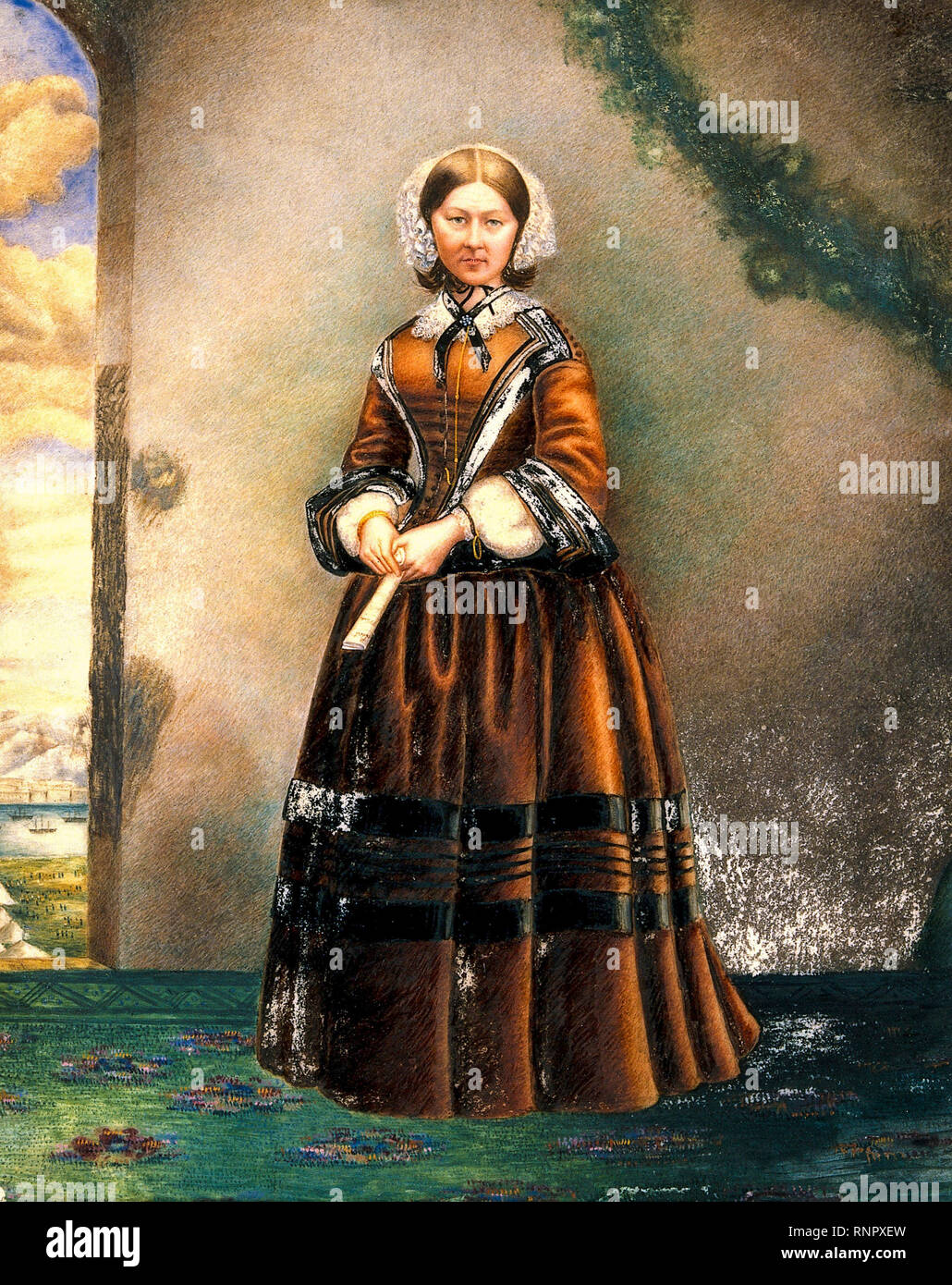 Florence Nightingale (1820-1910), reformador social inglés, estadístico y fundador de la enfermería moderna, pintura retrato, siglo 19th Foto de stock