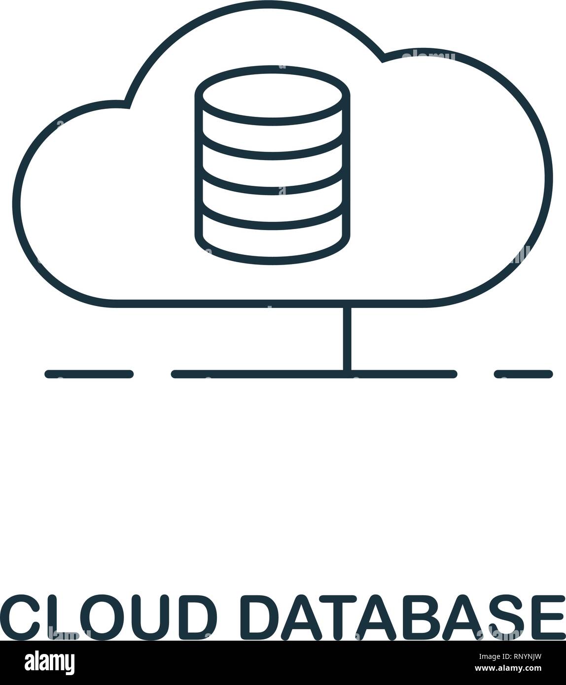 Esquema de la base de datos cloud icono. Estilo de línea fina de datos grande colección de iconos. Pixel Perfect simple elemento nube icono base de datos para el diseño web, aplicaciones Ilustración del Vector