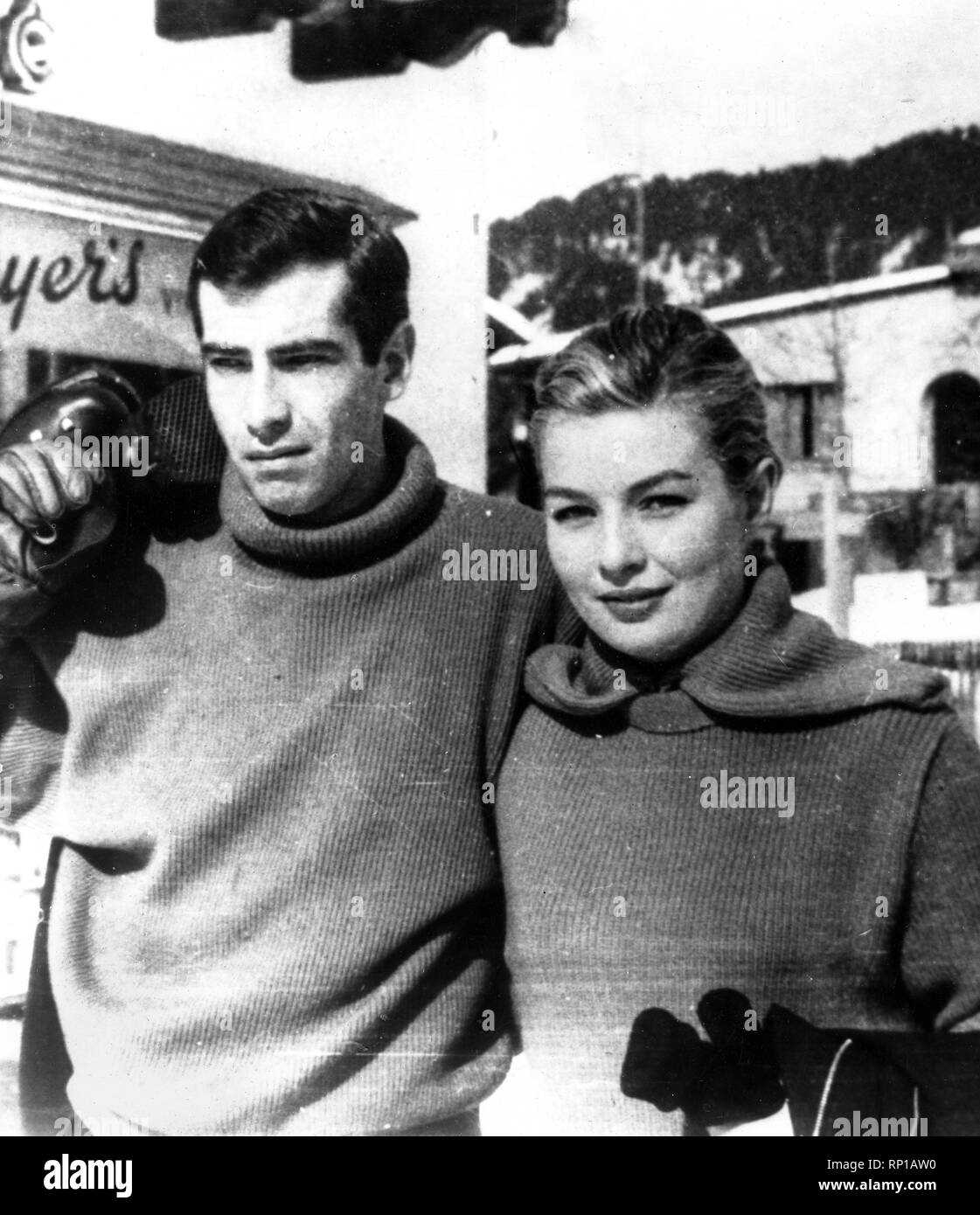 Roger Vadim, Annette stroyberg, Klosters, 1957 Foto de stock