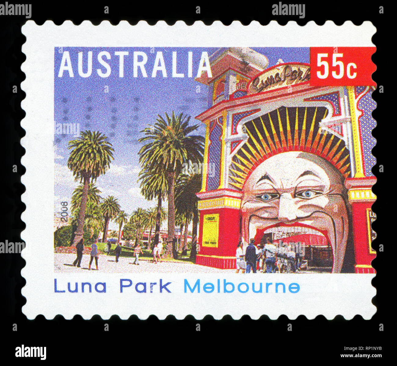 AUSTRALIA - circa 2008: un sello impreso en Australia muestra Luna Park, Melbourne, circa 2008 Foto de stock