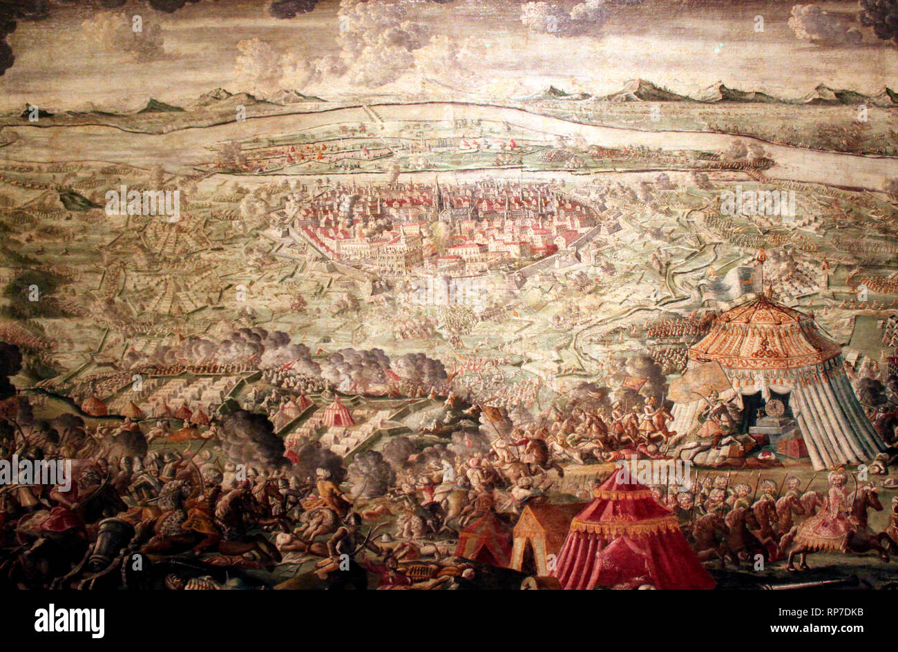 El alivio de Viena el 12 de septiembre de 1683 en la decisiva batalla de Kahlenberg, las naciones el ejército imperial de Viena logró liberar después de dos meses de asedio a manos del ejército turco. Foto de stock
