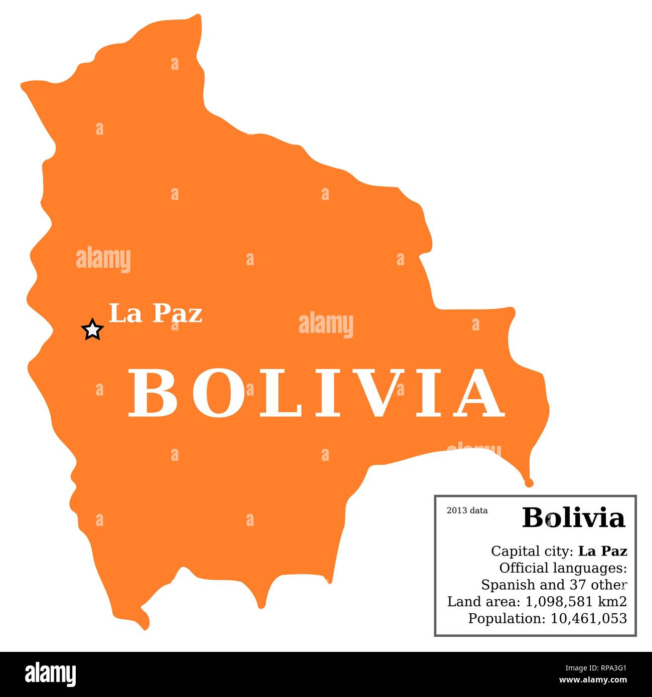 Mapa de Bolivia. Esquema de país