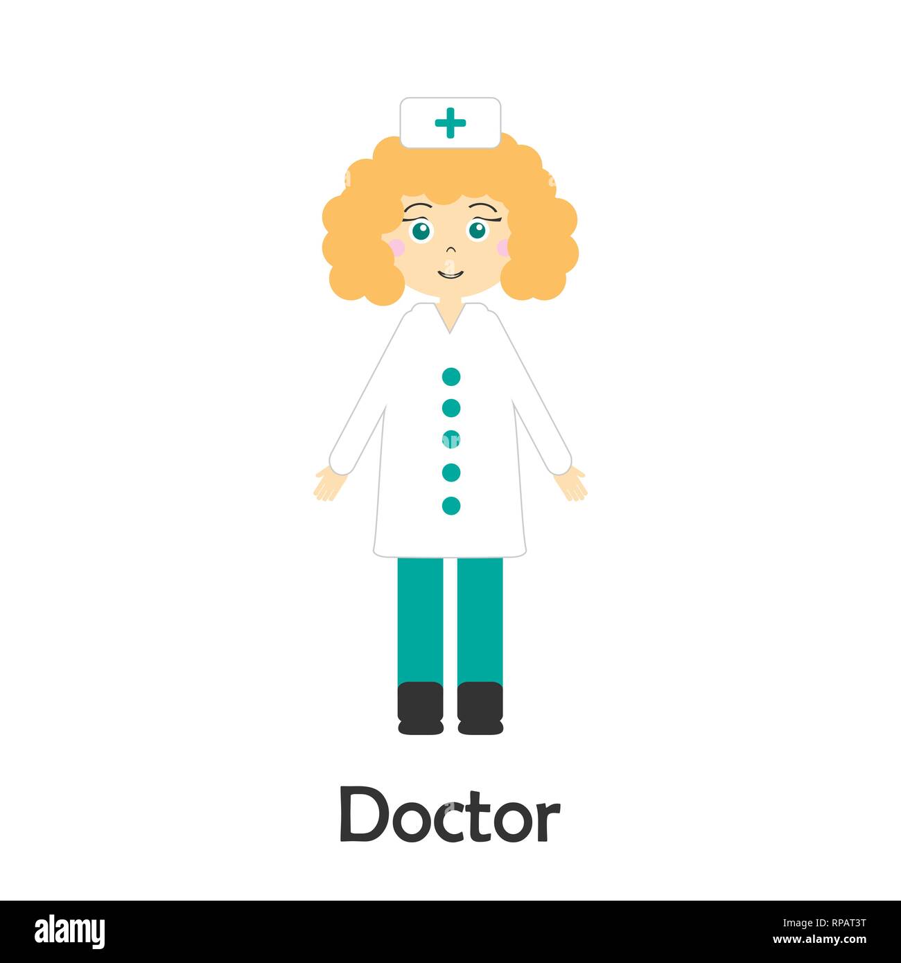 Doctor en estilo de dibujos animados, tarjeta médica para niños, actividad para  niños preescolares, ilustración vectorial Imagen Vector de stock - Alamy