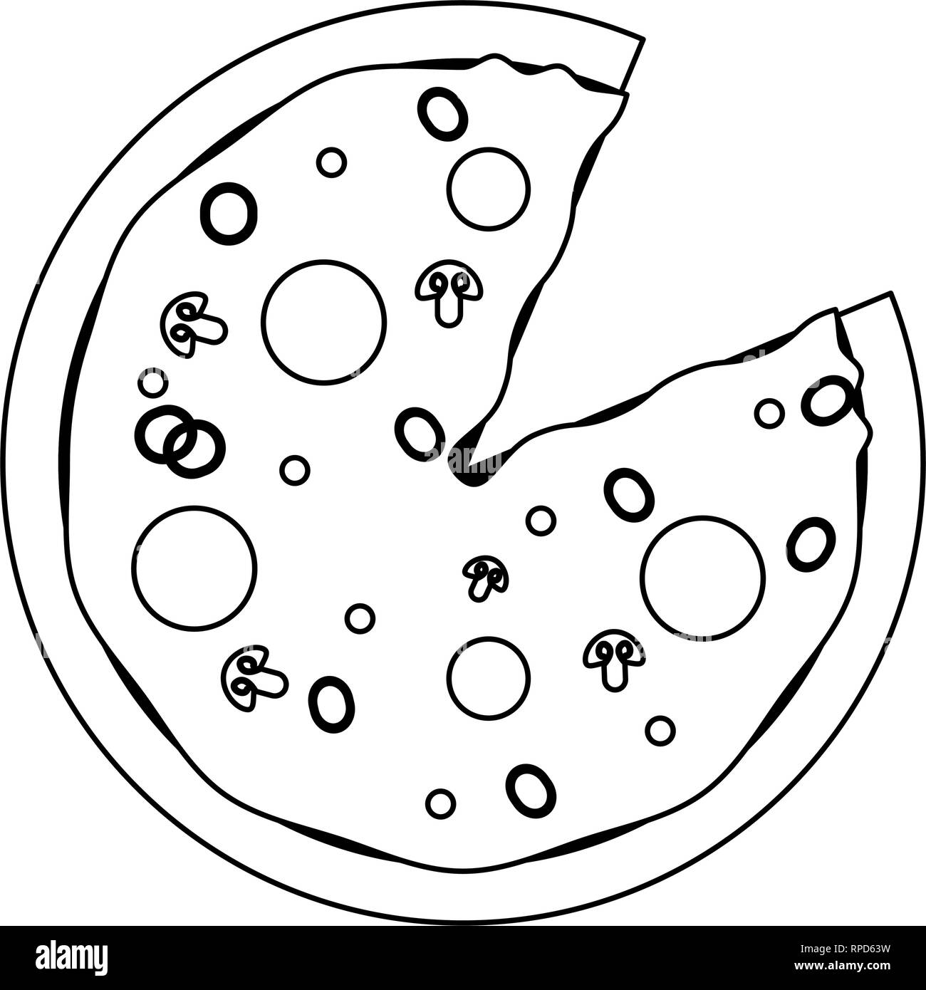 Comida rápida pizza italiana en blanco y negro Imagen Vector de stock - Alamy Comida rápida pizza italiana en blanco y negro Imagen Vector de stock - Alamy