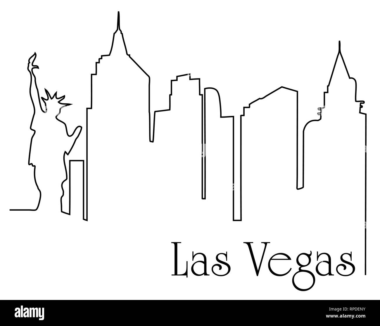 La ciudad de Las Vegas, un dibujo de la línea de fondo abstracto con  paisaje urbano Imagen Vector de stock - Alamy