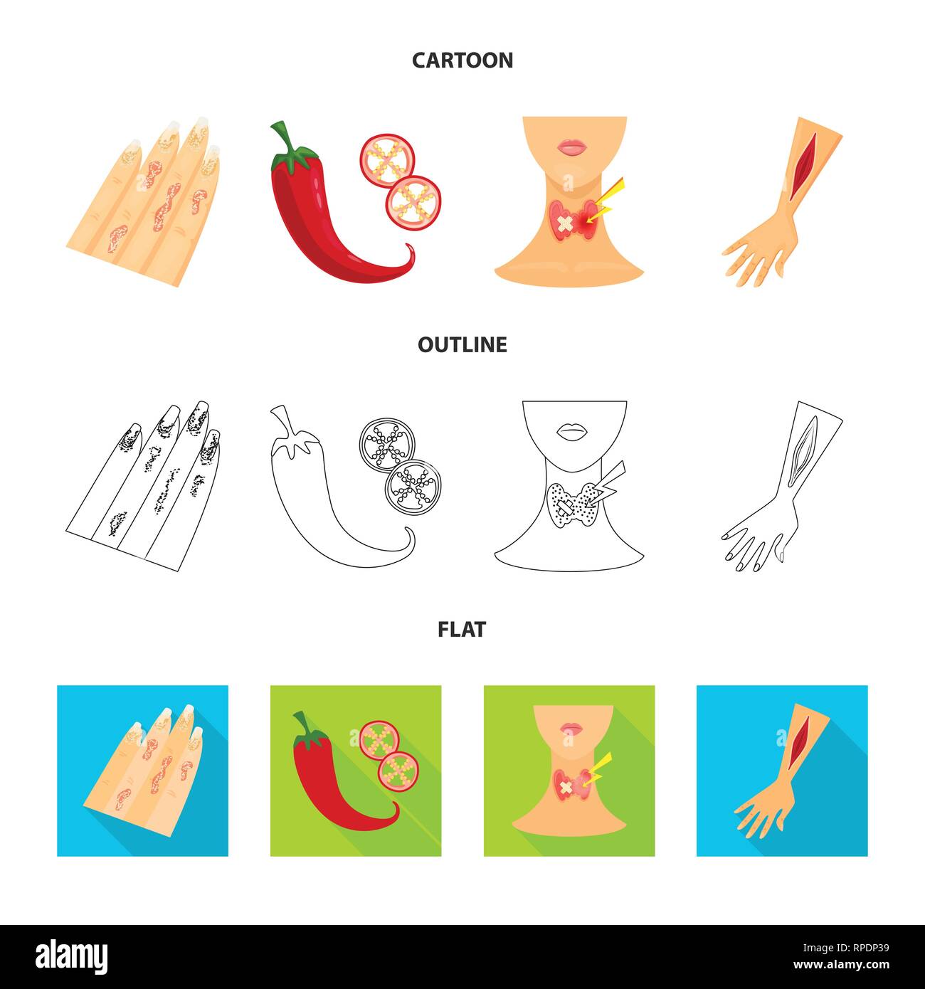 Psoriasis,pimienta,endocrino,lesiones,cuerpo,Chile,sistema,brazo,piel,hot,cuello,eccema,red,anatomía,sangre,infección,incendios,dermatitis,especias,humano,la mano,comezón,llama,la tiroides,trato,erupciones,acidez,pelado,orgánicos,herida,dedos,comida,prensaestopas medicas,dolor,dermatología,enfermedad,sanidad,establecida,vector,icono,ilustración,aislado,colección diseño,elemento gráfico,,signo vectores vectorial , Ilustración del Vector