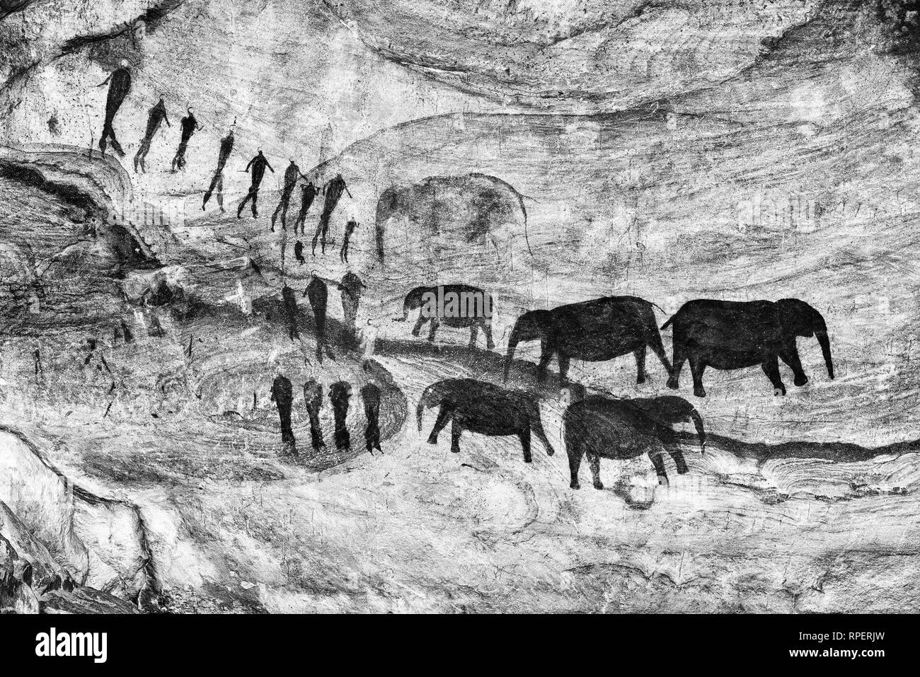 Bushman painting Imágenes de stock en blanco y negro - Alamy