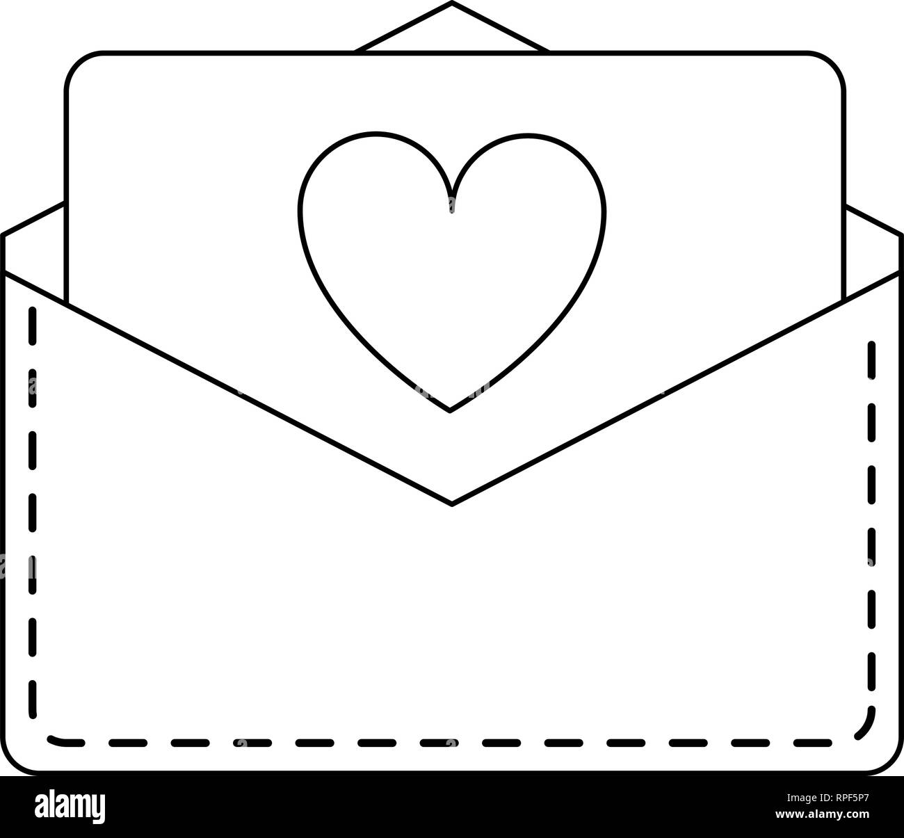 Sobres con carta de amor en blanco y negro Imagen Vector de stock - Alamy