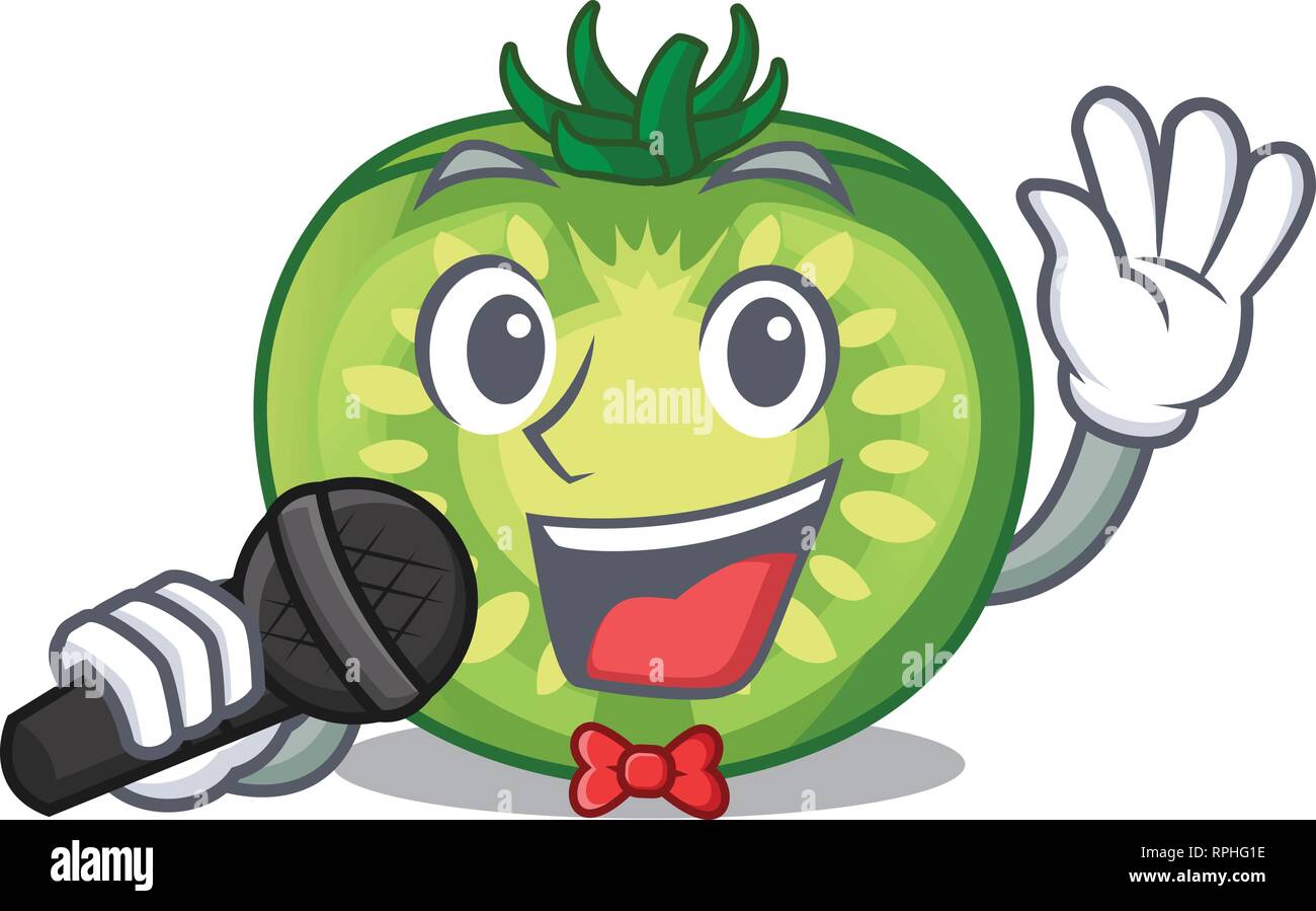 Cantando las rodajas de tomate verde en forma de dibujos animados Imagen Vector de stock - Alamy Cantando las rodajas de tomate verde en forma de dibujos animados Imagen Vector de stock - Alamy