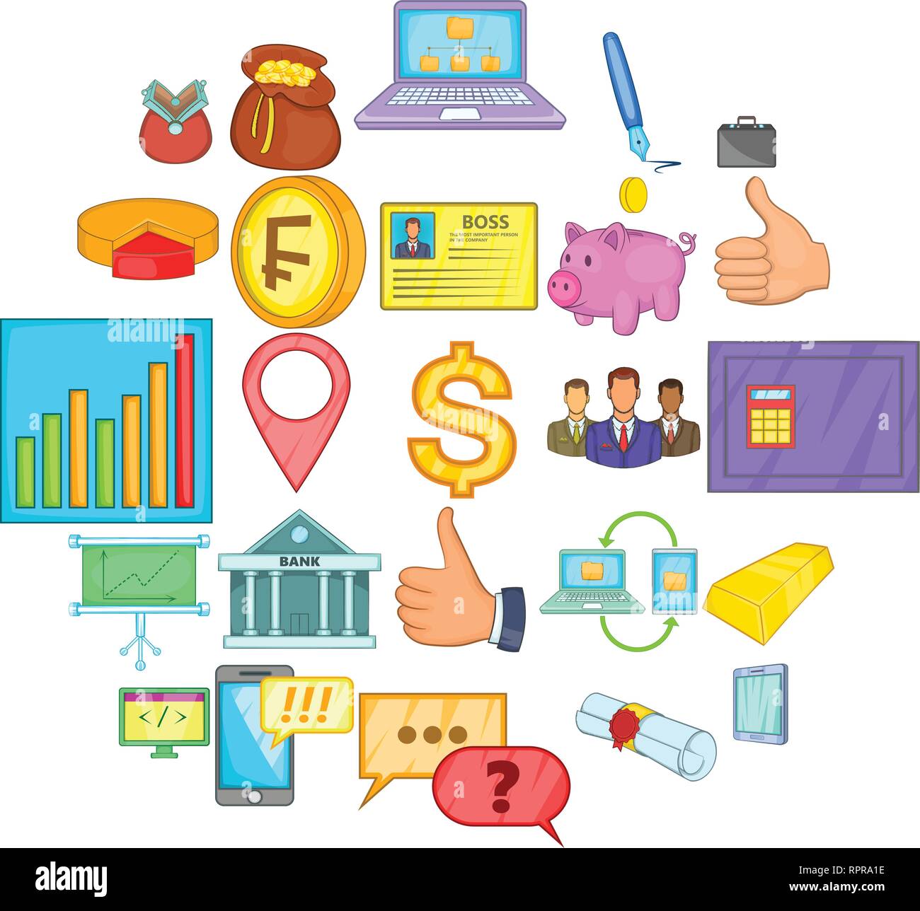Iconos de contabilidad, estilo de dibujos animados Imagen Vector de stock -  Alamy