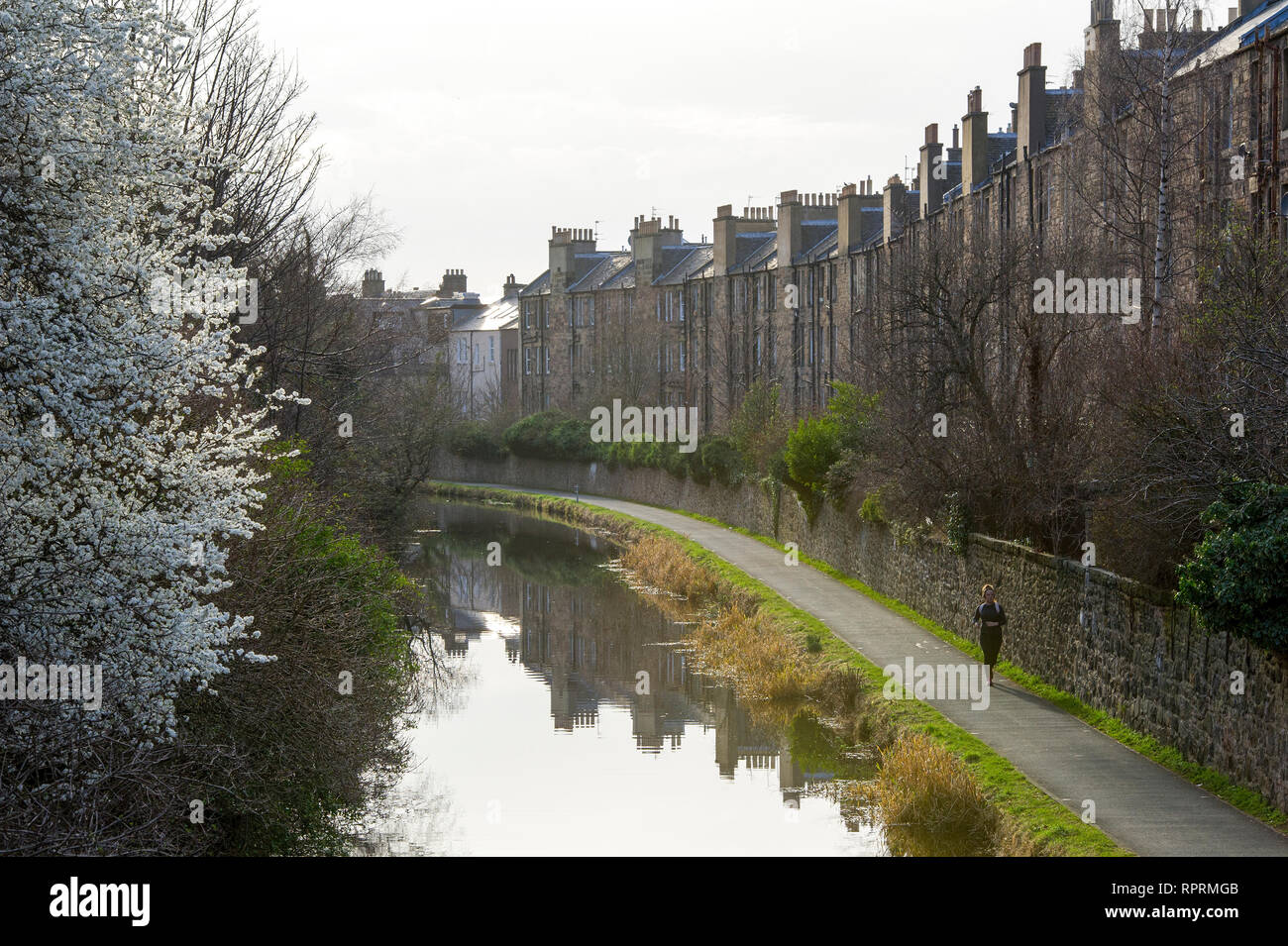 El Union canal en Viewforth, Edimburgo. Foto de stock