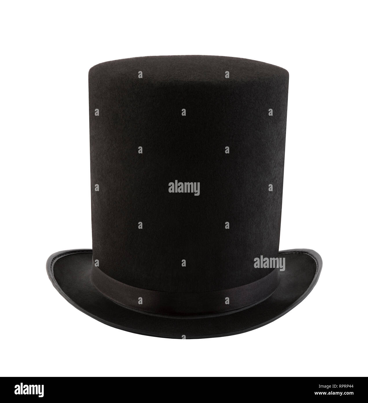 Altura extra negro vintage top hat aislado sobre fondo blanco. Foto de stock