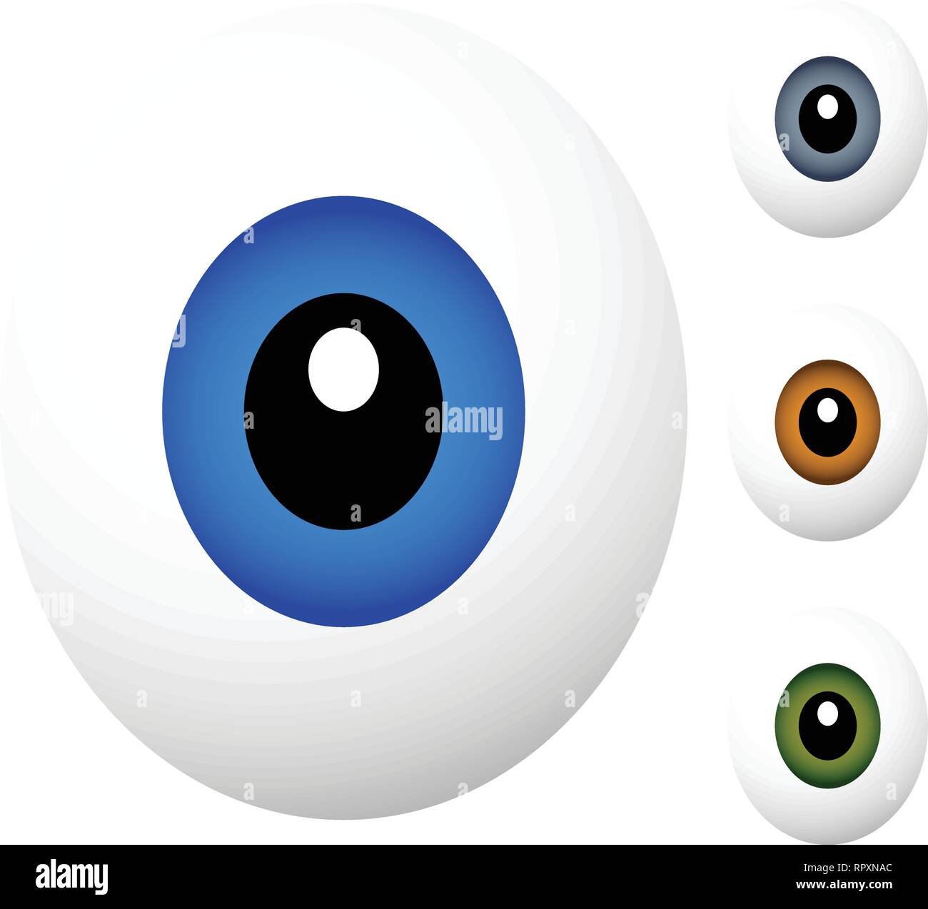 Cartoon ojos aislado en blanco. Ojos de dibujos animados en 4 colores  Imagen Vector de stock - Alamy