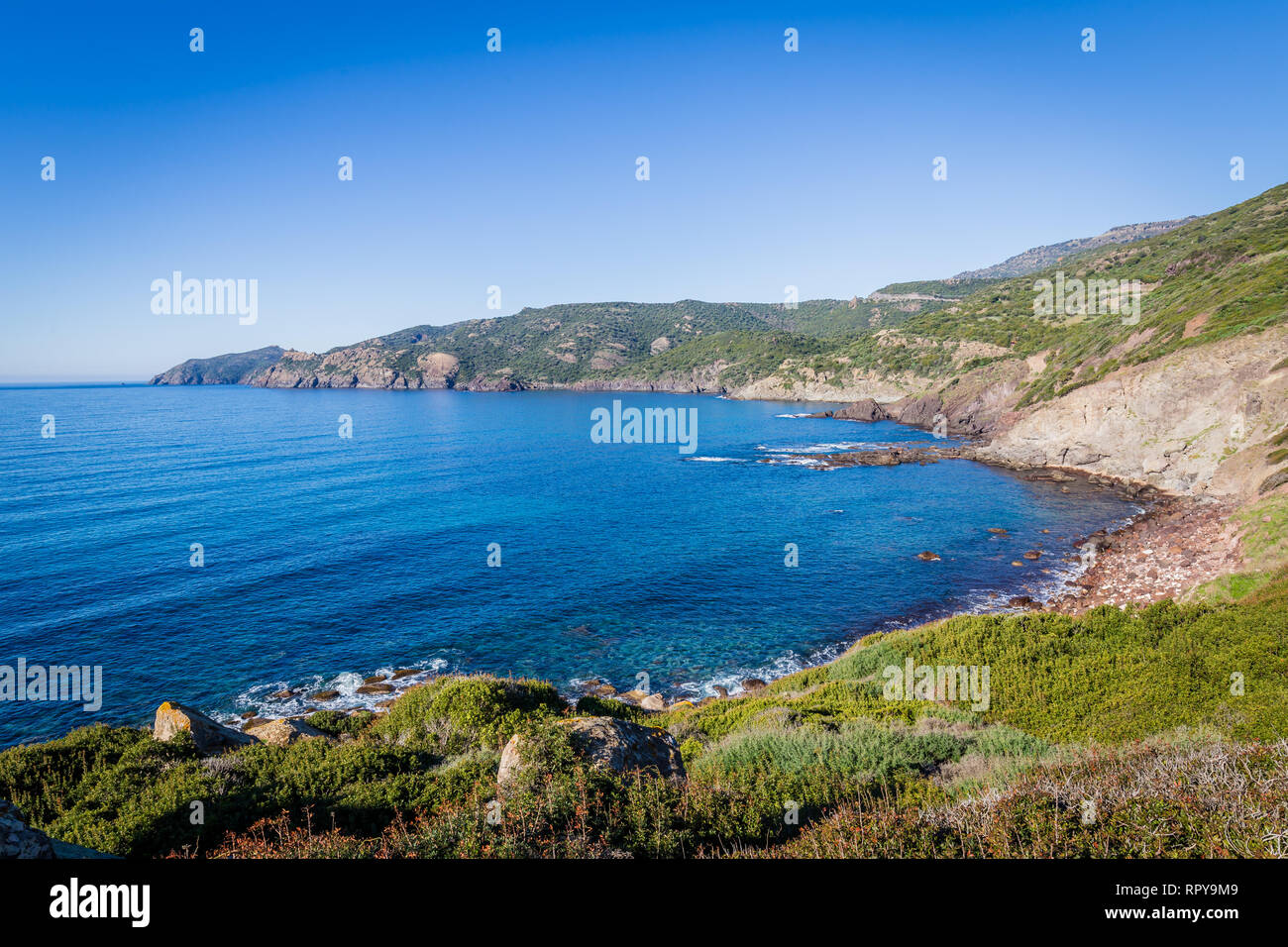 Costa noroeste entre Bosa y Alghero, Cerdeña. Italia Foto de stock